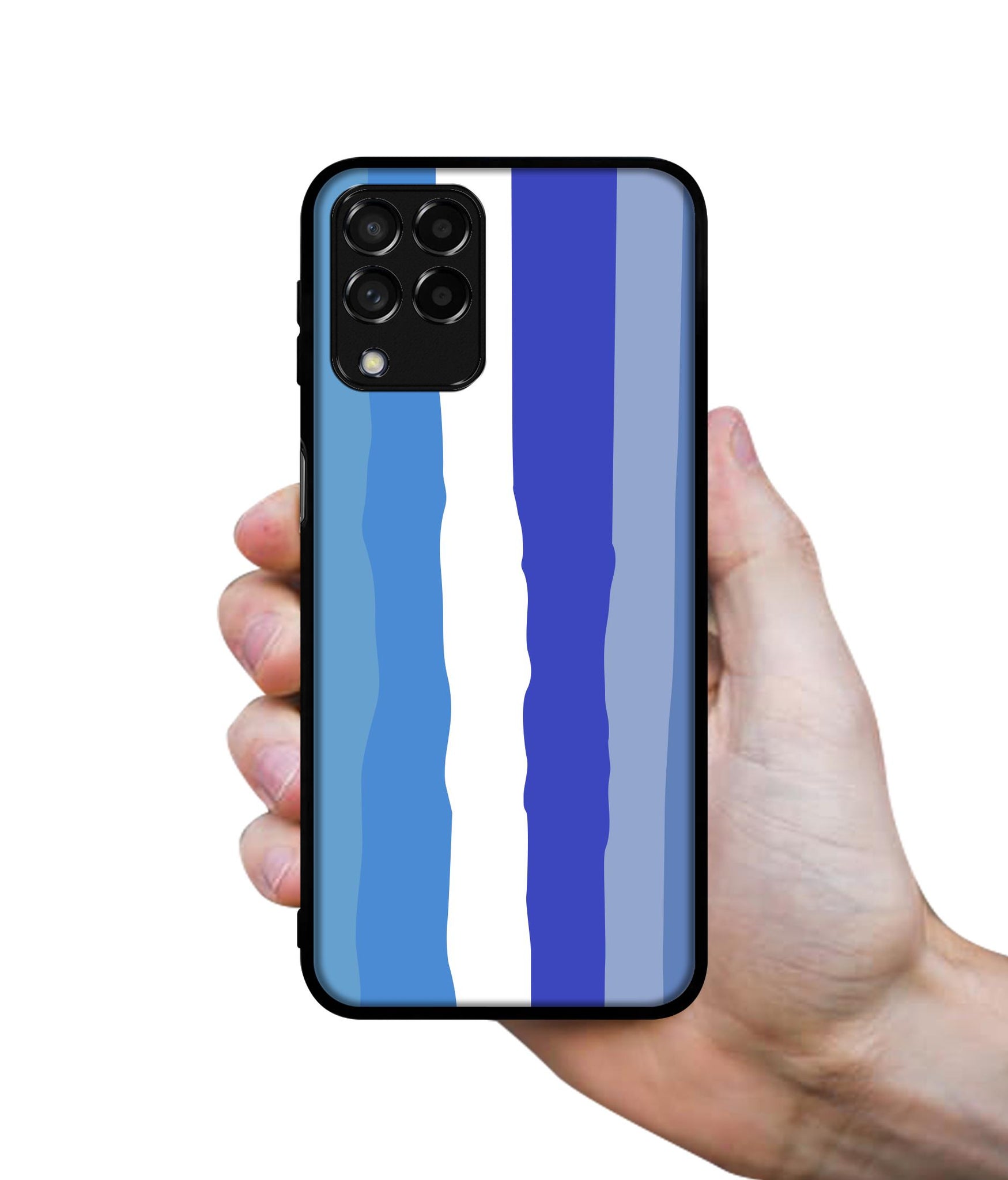 Blue Stripes Rainbow Designer 2D Printed Back Case Cover for Samsung Galaxy M53 5G