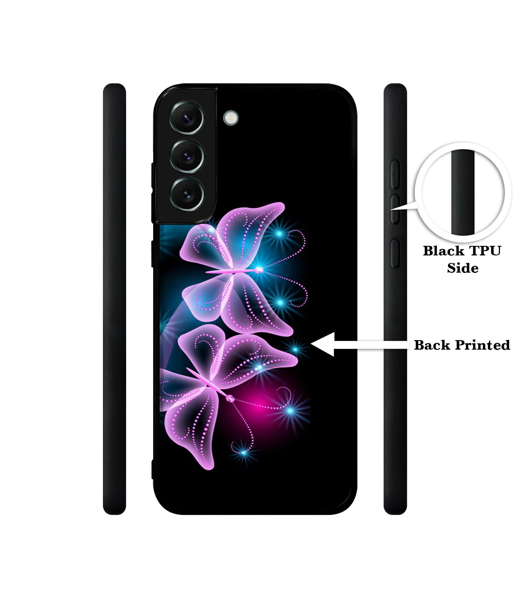 Butterflies Neon Light Designer 2D Printed Back Case Cover for Samsung Galaxy S21 FE 5G