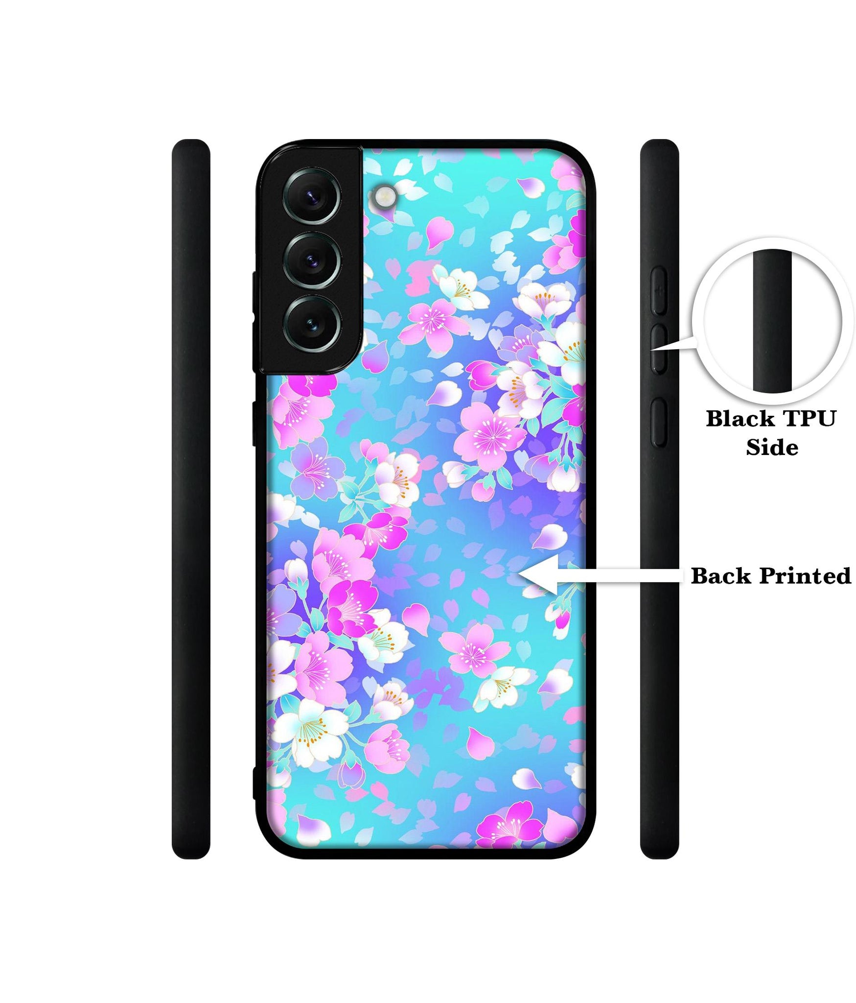 Floral Blue Pattern Designer 2D Printed Back Case Cover for Samsung Galaxy S21 FE 5G