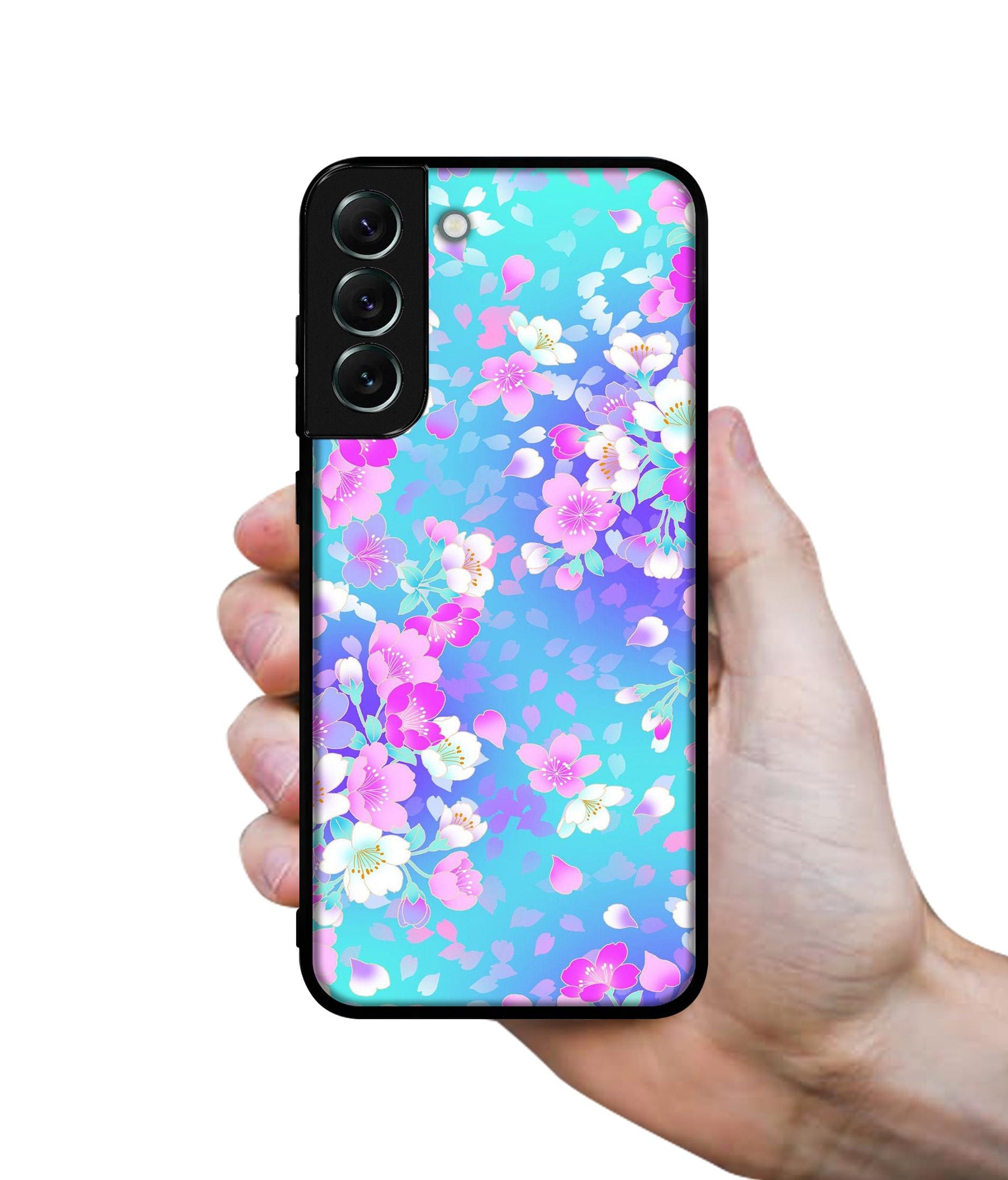 Floral Blue Pattern Designer 2D Printed Back Case Cover for Samsung Galaxy S21 FE 5G
