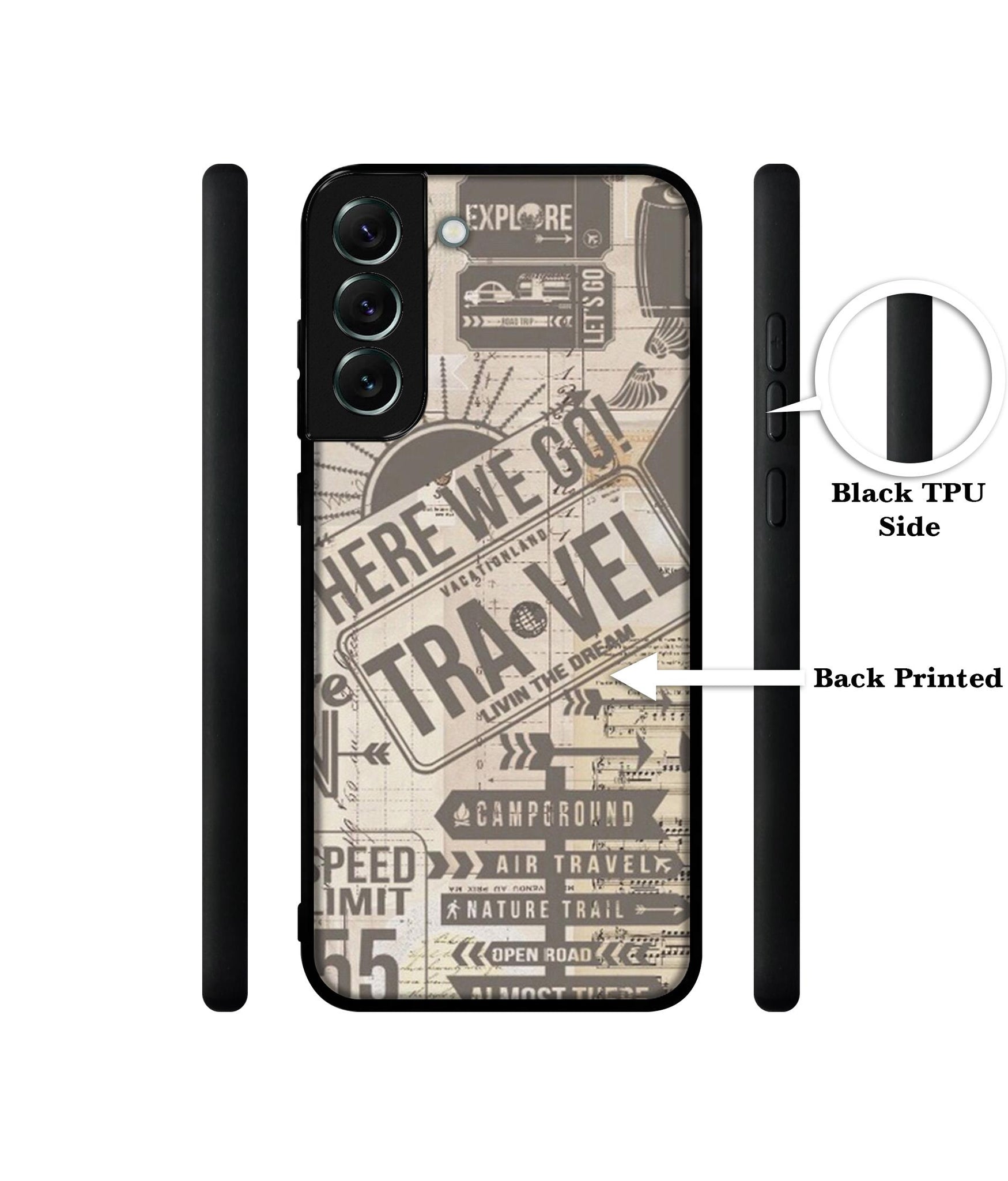 Travel Designer 2D Printed Back Case Cover for Samsung Galaxy S21 FE 5G