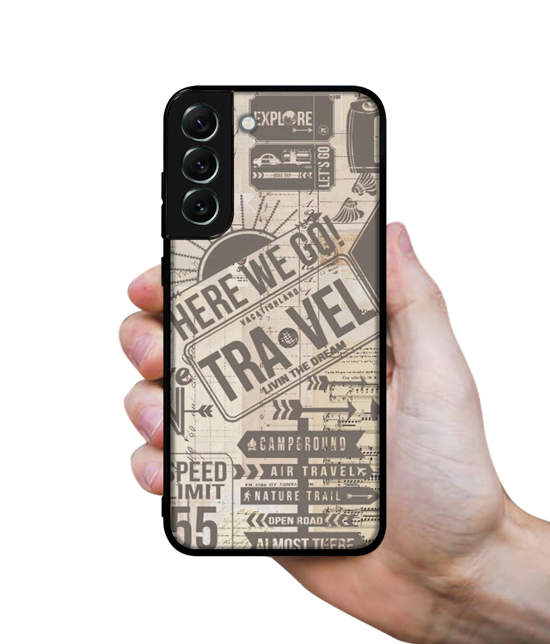 Travel Designer 2D Printed Back Case Cover for Samsung Galaxy S21 FE 5G