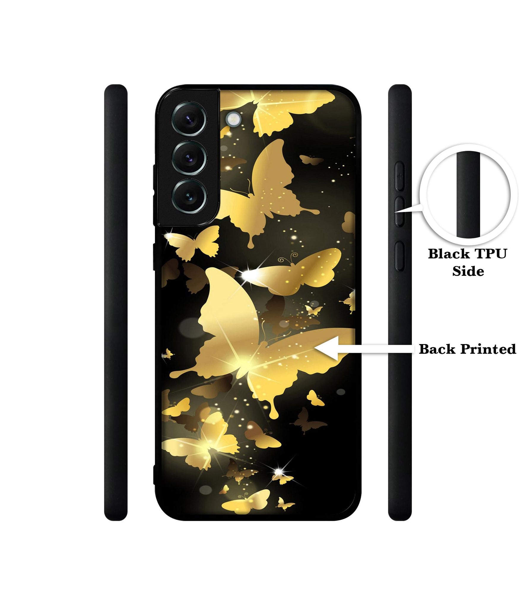 Golden Butterfly Pattern Designer 2D Printed Back Case Cover for Samsung Galaxy S21 FE 5G