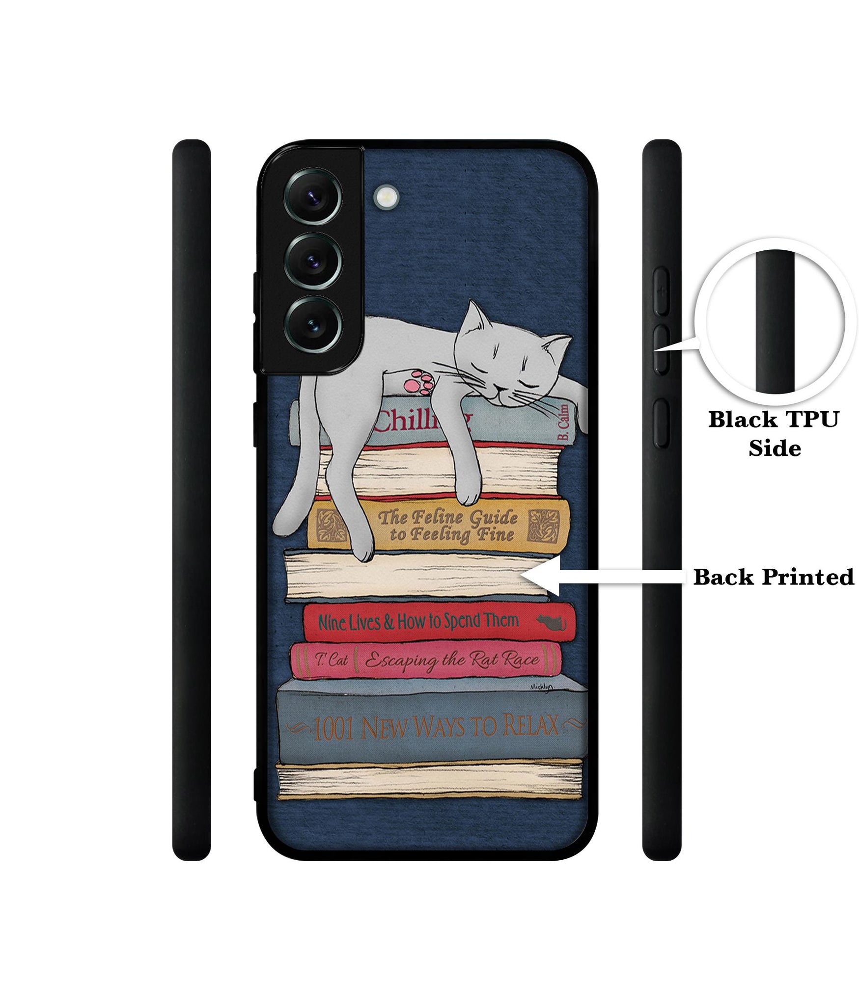 Cat Sleeping On The Books Designer 2D Printed Back Case Cover for Samsung Galaxy S21 FE 5G