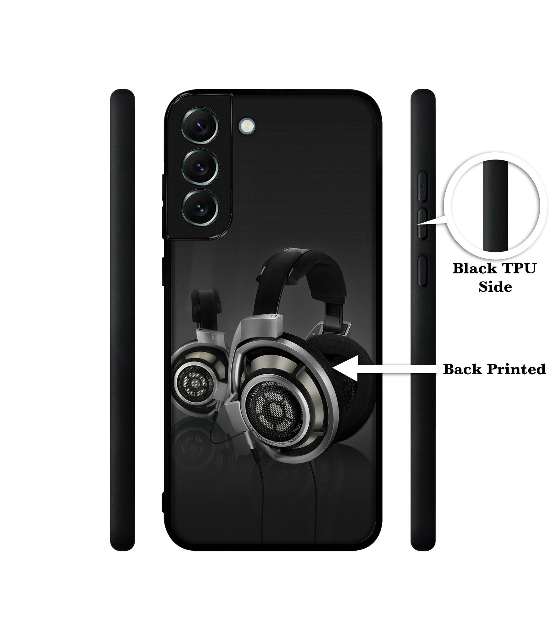 Head Phone Designer 2D Printed Back Case Cover for Samsung Galaxy S21 FE 5G