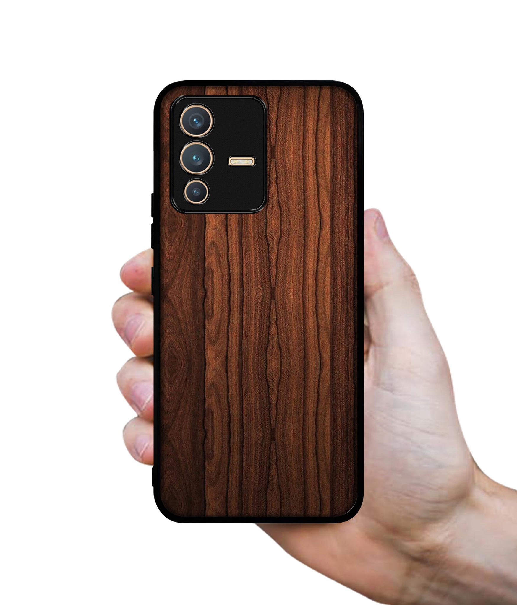 Brown Wooden Texture Designer 2D Printed Back Case Cover for Vivo V23 5G