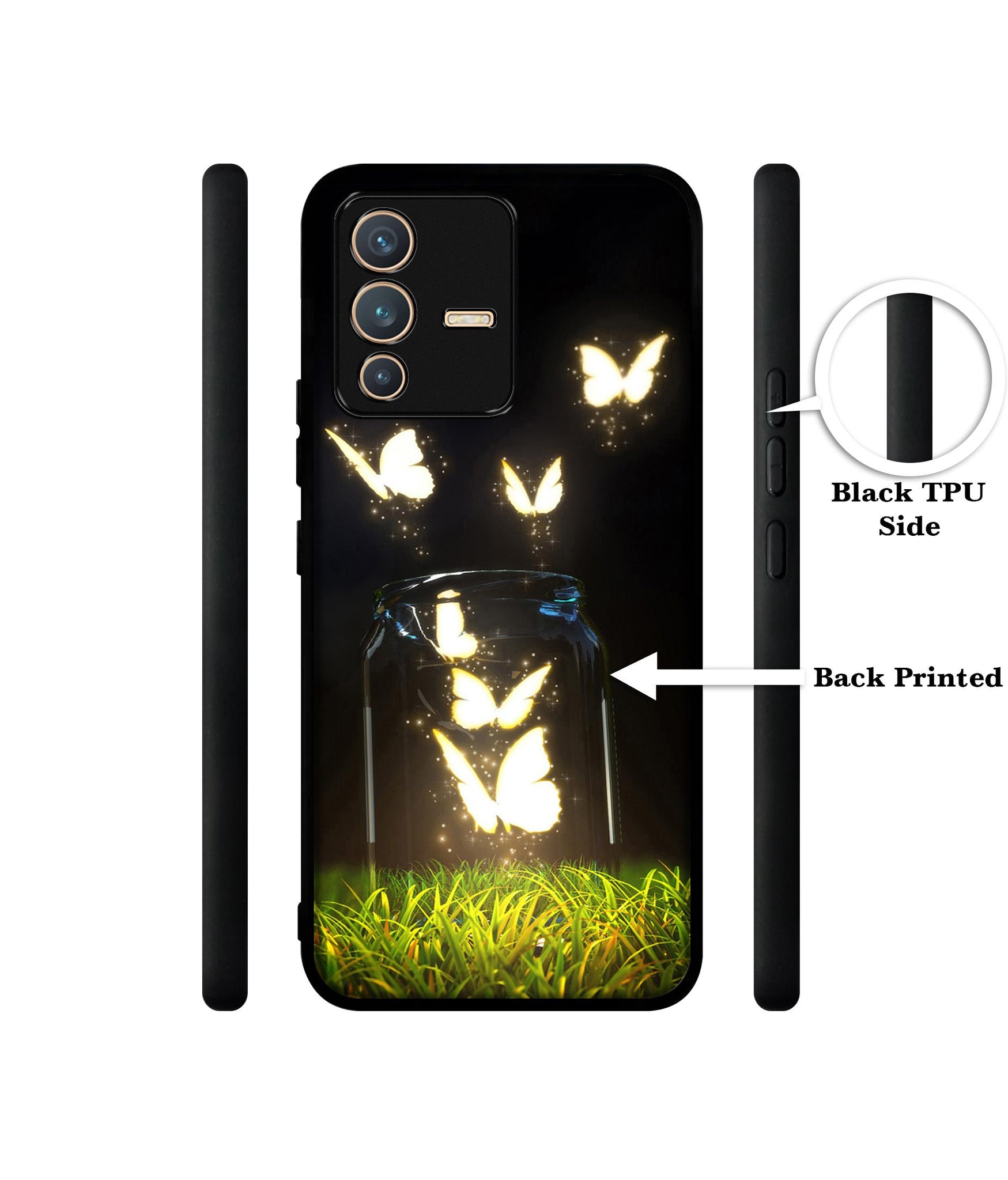 Butterfly Designer 2D Printed Back Case Cover for Vivo V23 5G