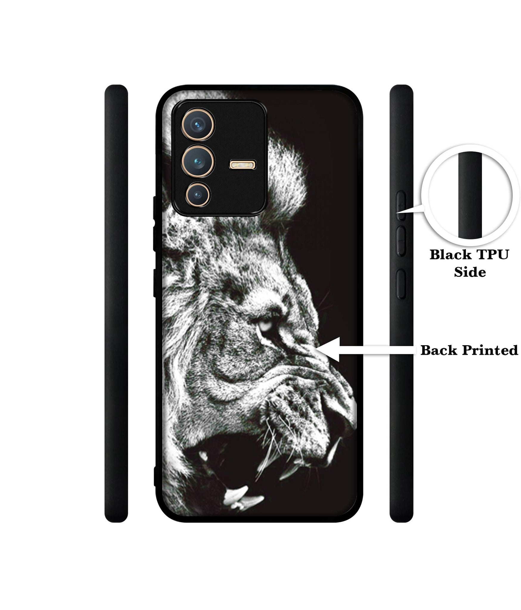 Angry Lion Designer 2D Printed Back Case Cover for Vivo V23 5G