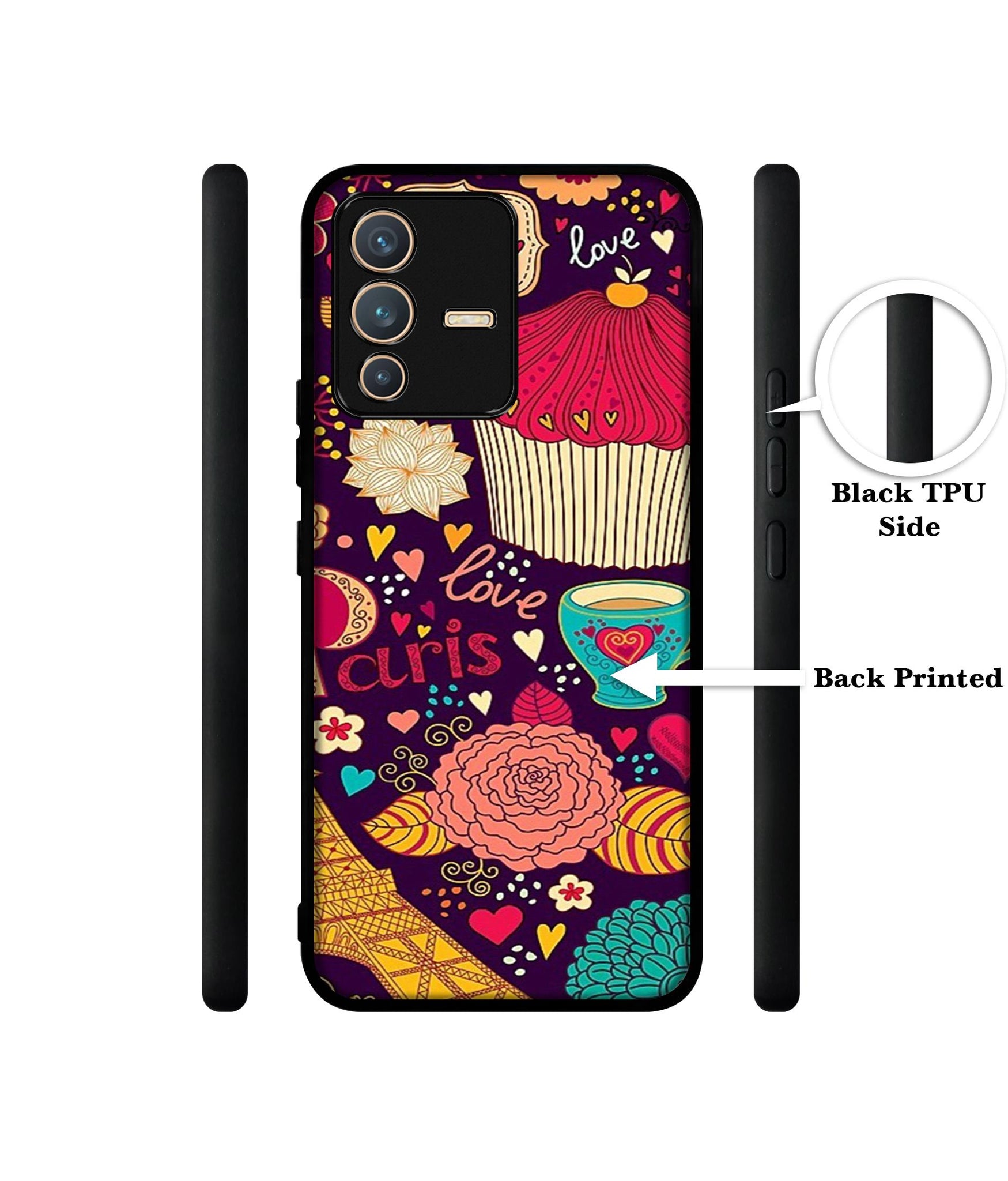 Paris Flower Love Designer 2D Printed Back Case Cover for Vivo V23 5G