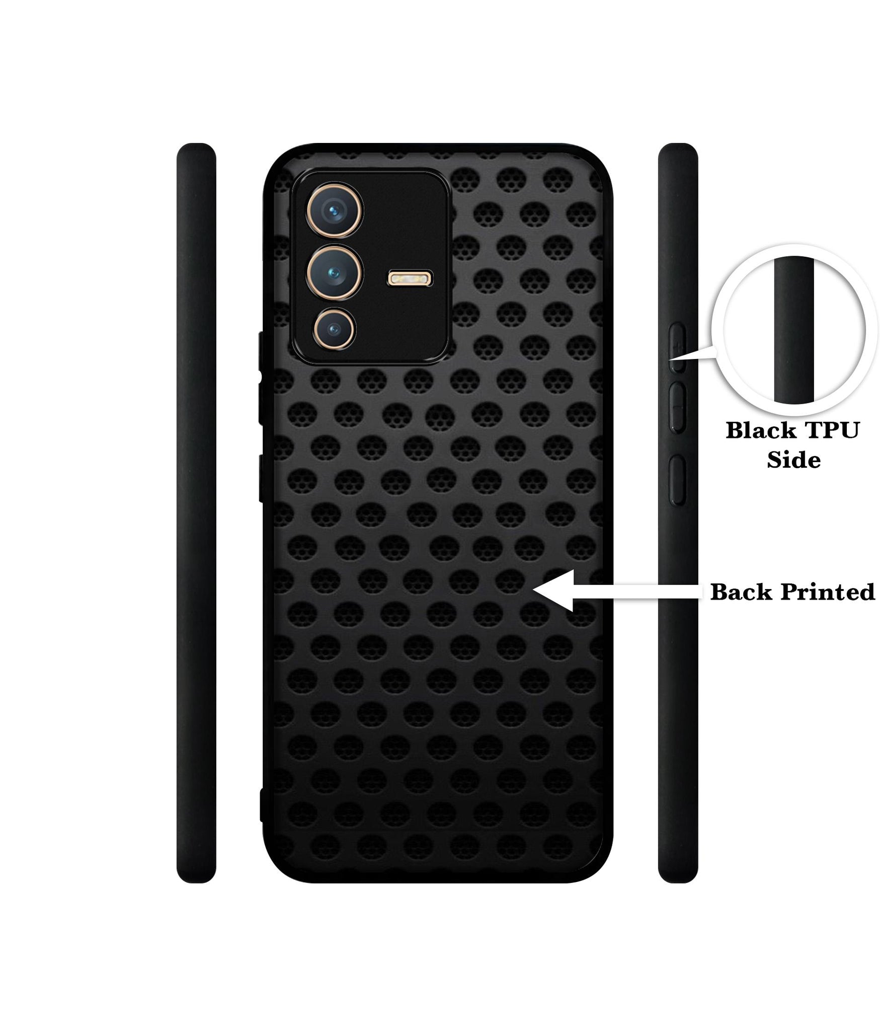 Black Circle Designer 2D Printed Back Case Cover for Vivo V23 5G