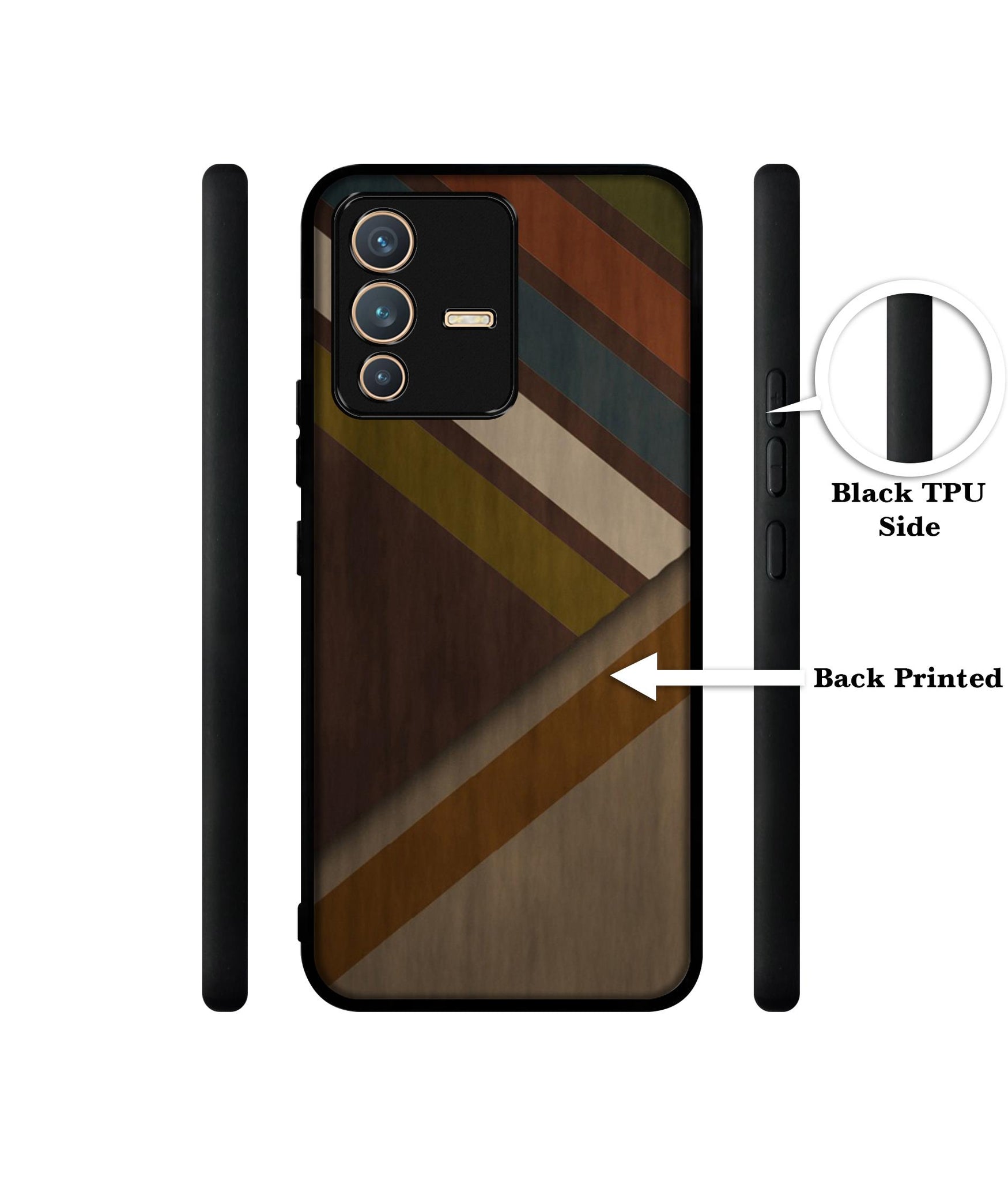 Colorful Wooden Pattern Designer 2D Printed Back Case Cover for Vivo V23 5G