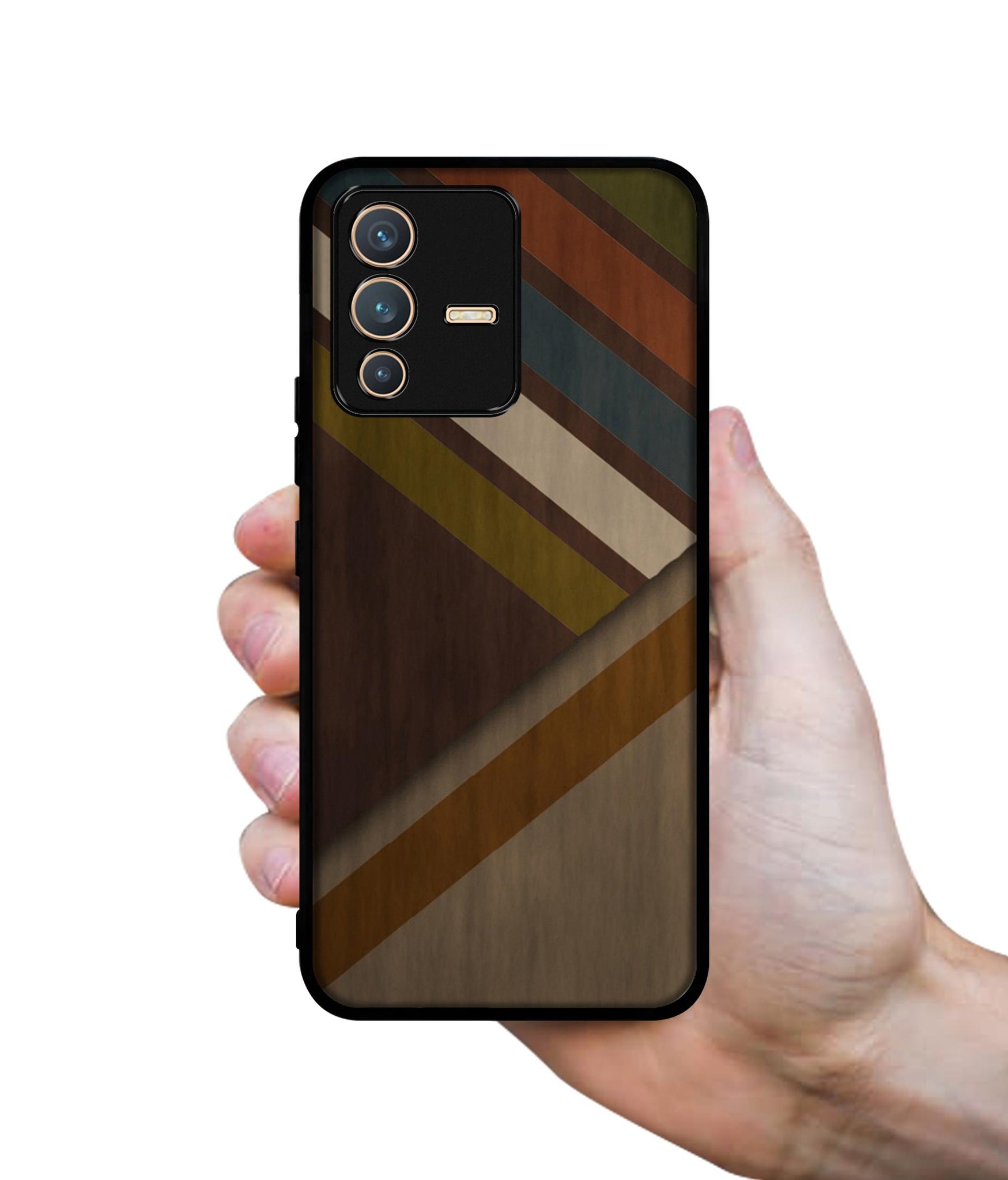 Colorful Wooden Pattern Designer 2D Printed Back Case Cover for Vivo V23 5G