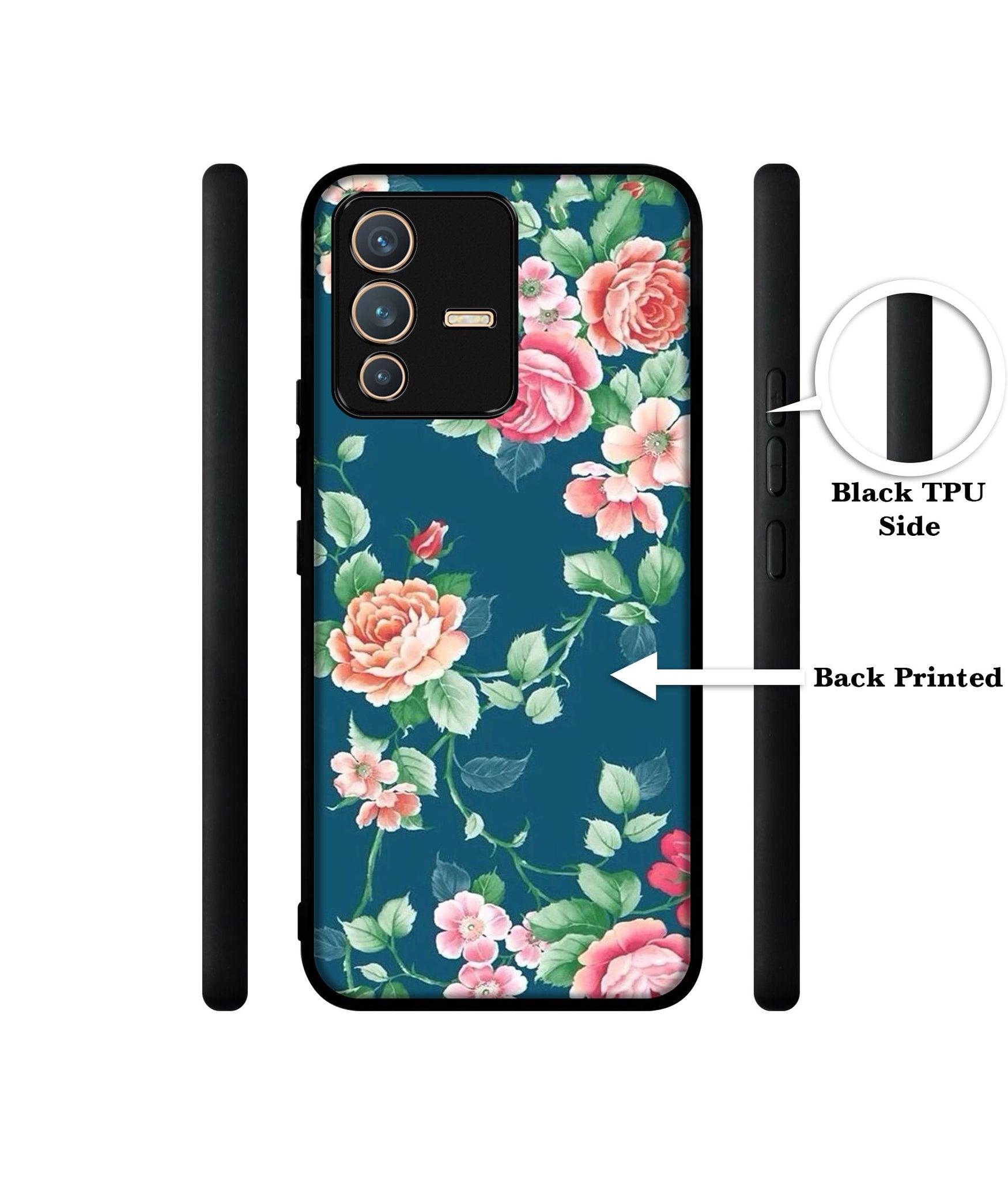 Vintage Floral Designer 2D Printed Back Case Cover for Vivo V23 5G