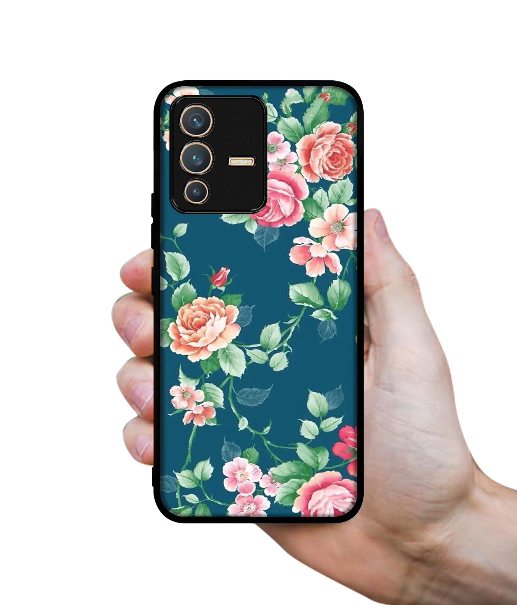 Vintage Floral Designer 2D Printed Back Case Cover for Vivo V23 5G