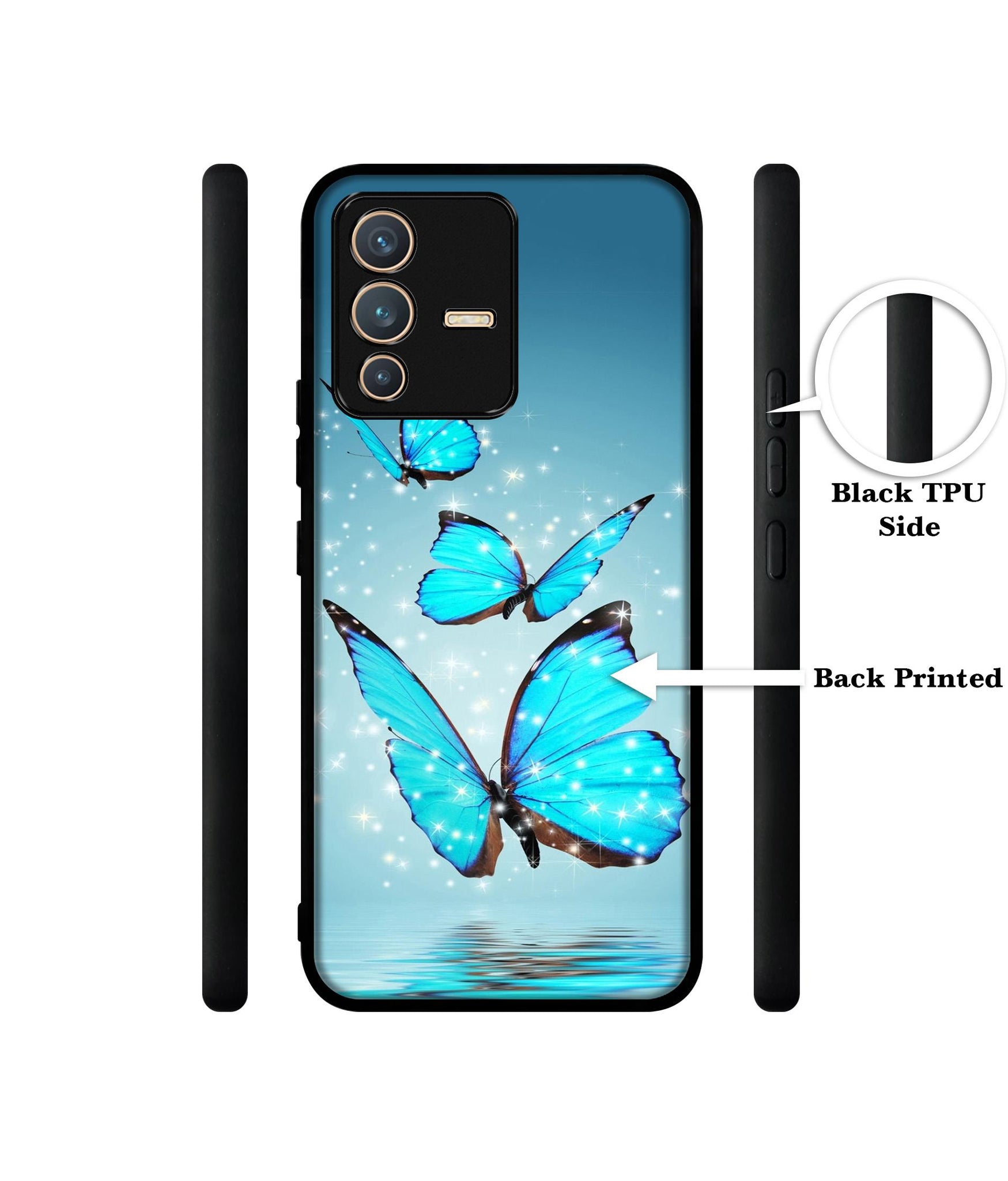Flying Butterflies Designer 2D Printed Back Case Cover for Vivo V23 5G
