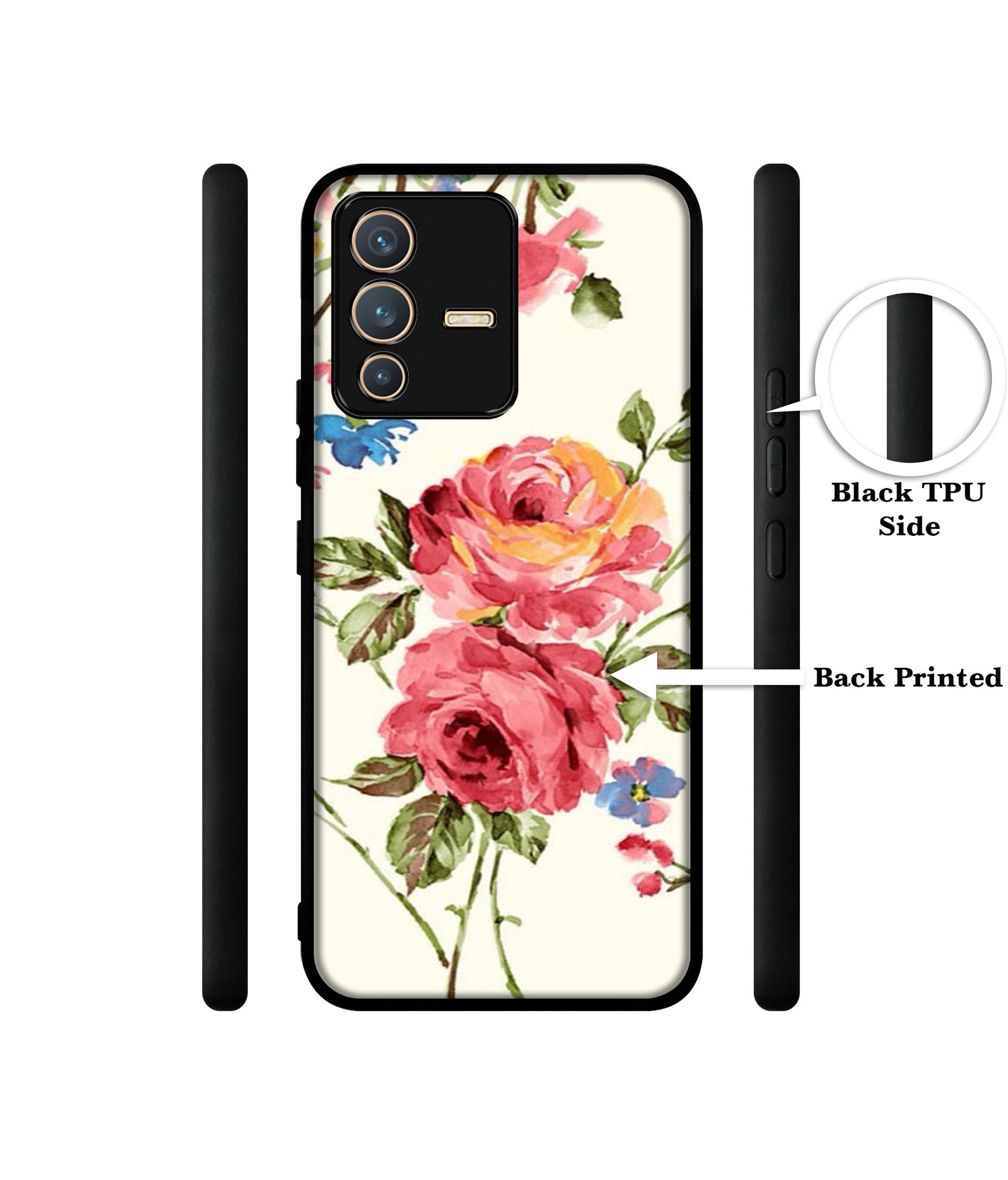 Vintage Painting Flower Designer 2D Printed Back Case Cover for Vivo V23 5G