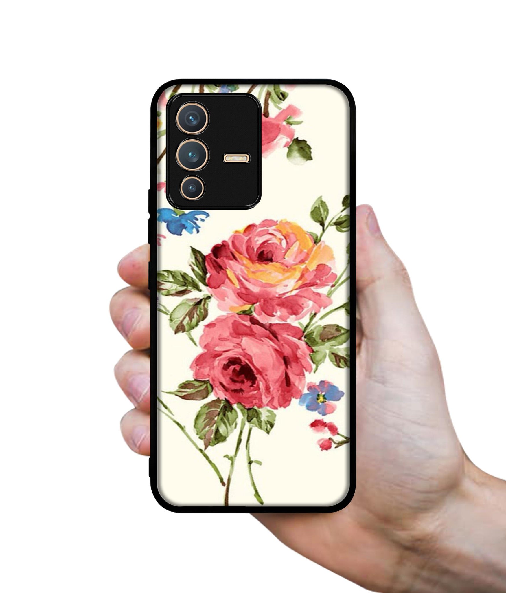 Vintage Painting Flower Designer 2D Printed Back Case Cover for Vivo V23 5G