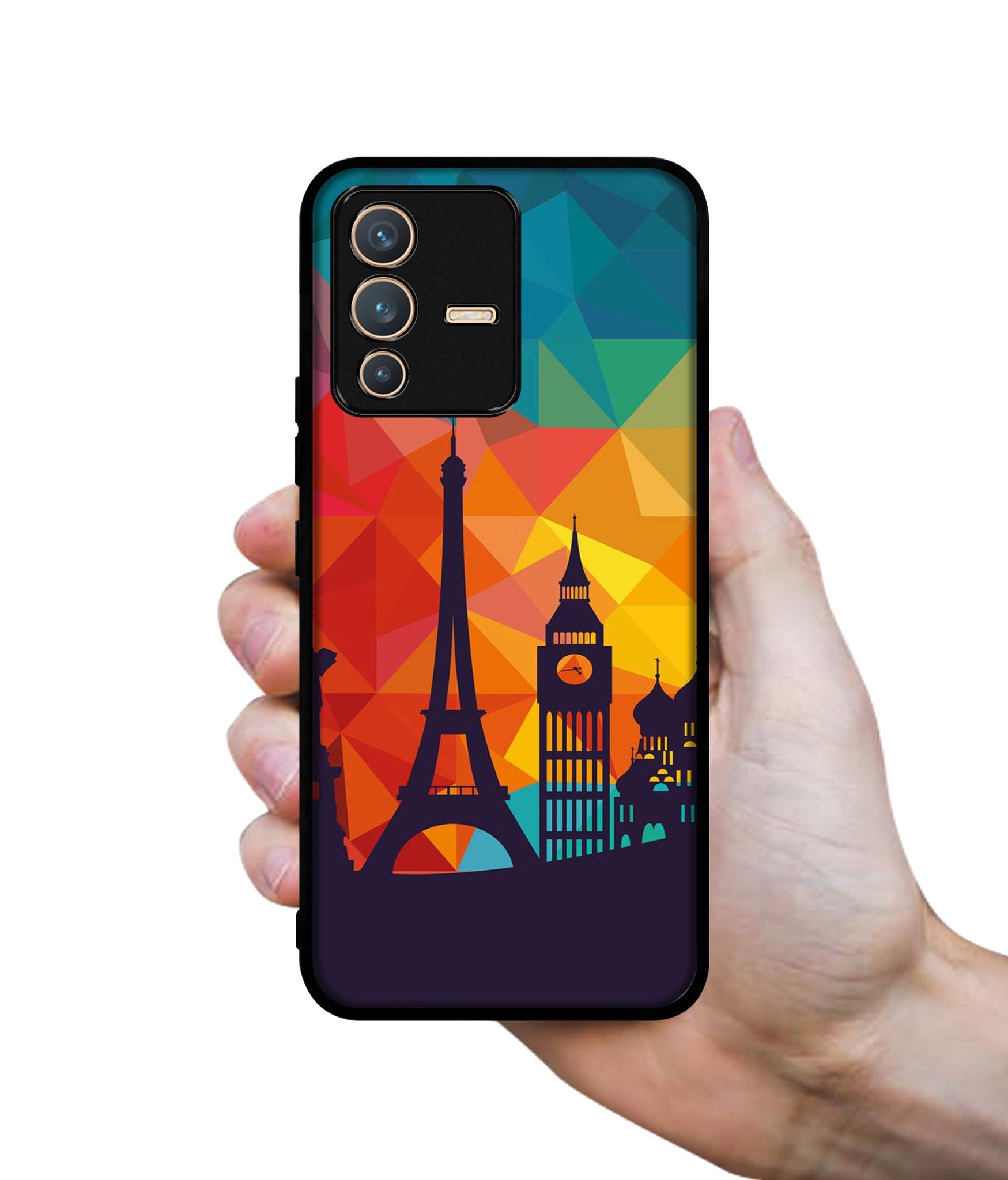 Colored Paris Designer 2D Printed Back Case Cover for Vivo V23 5G