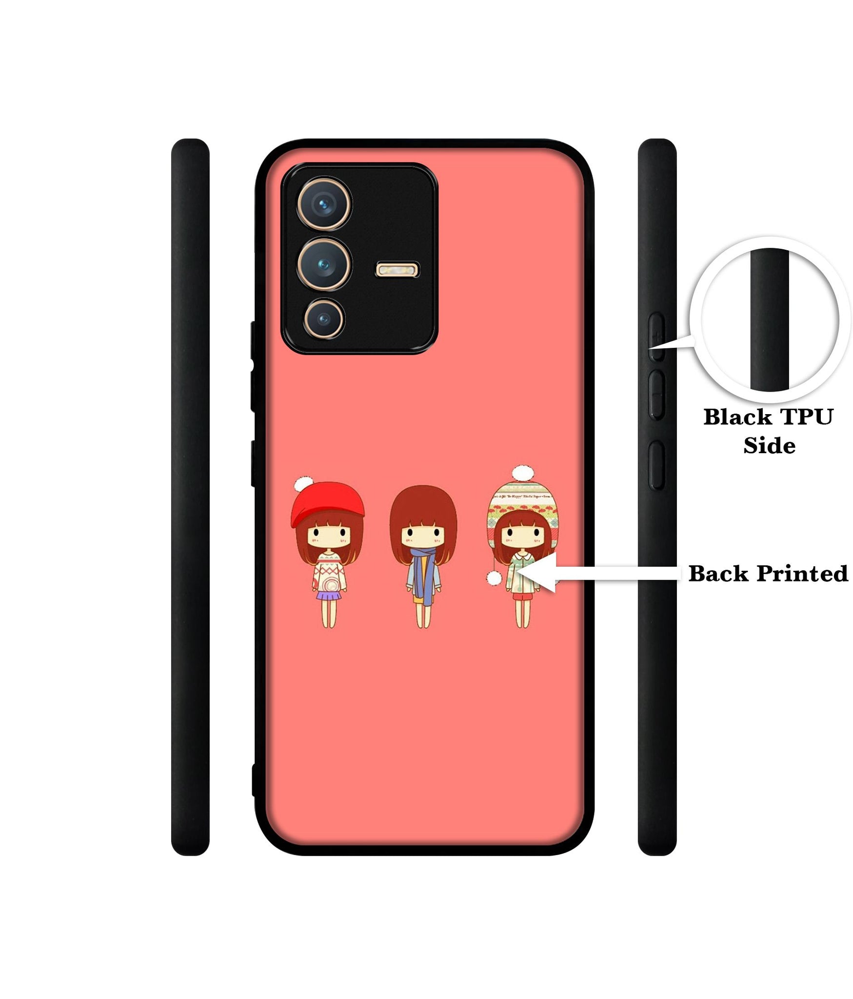 Cute Girls Designer 2D Printed Back Case Cover for Vivo V23 5G