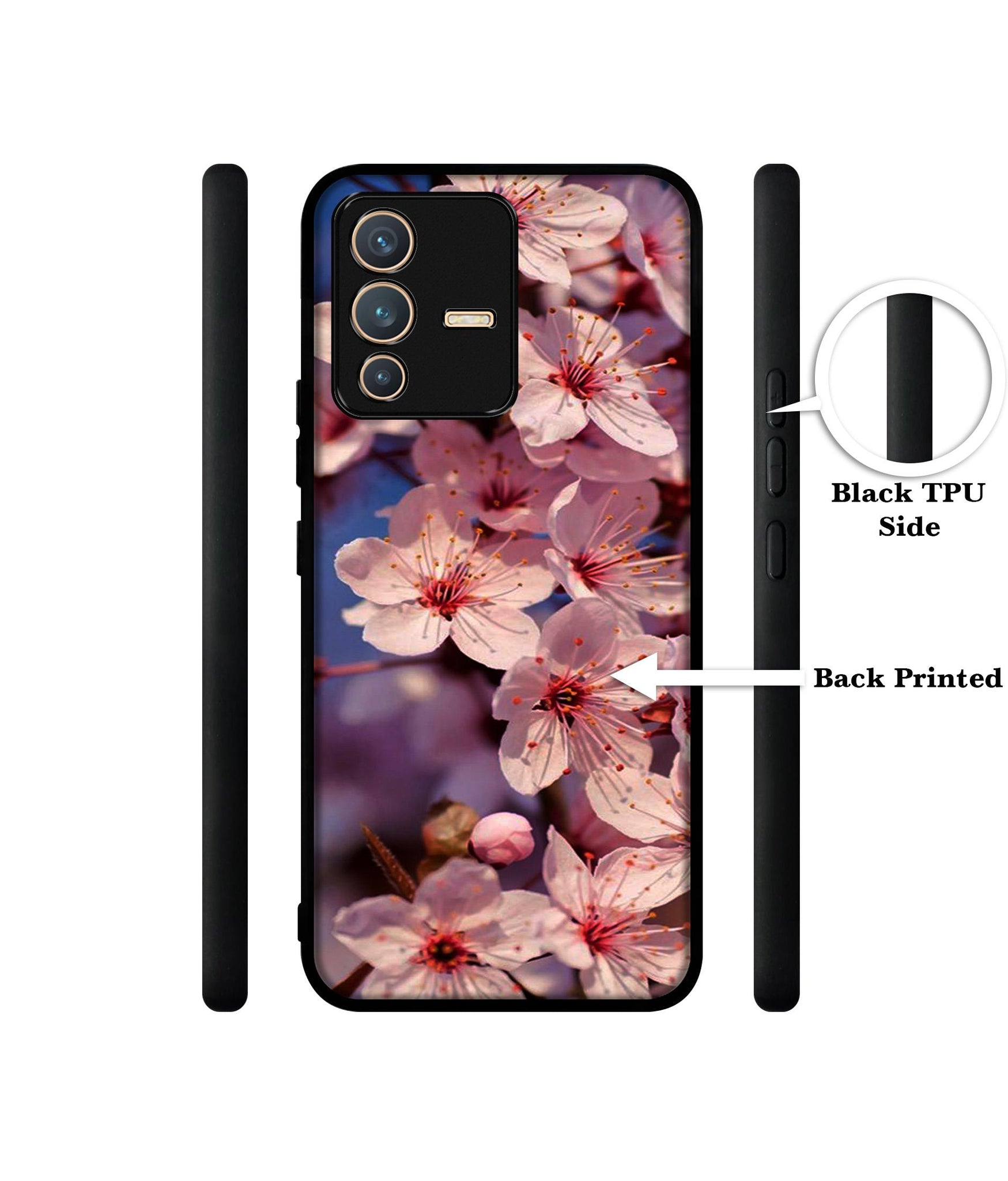 Pink Flowers Pattern Designer 2D Printed Back Case Cover for Vivo V23 5G