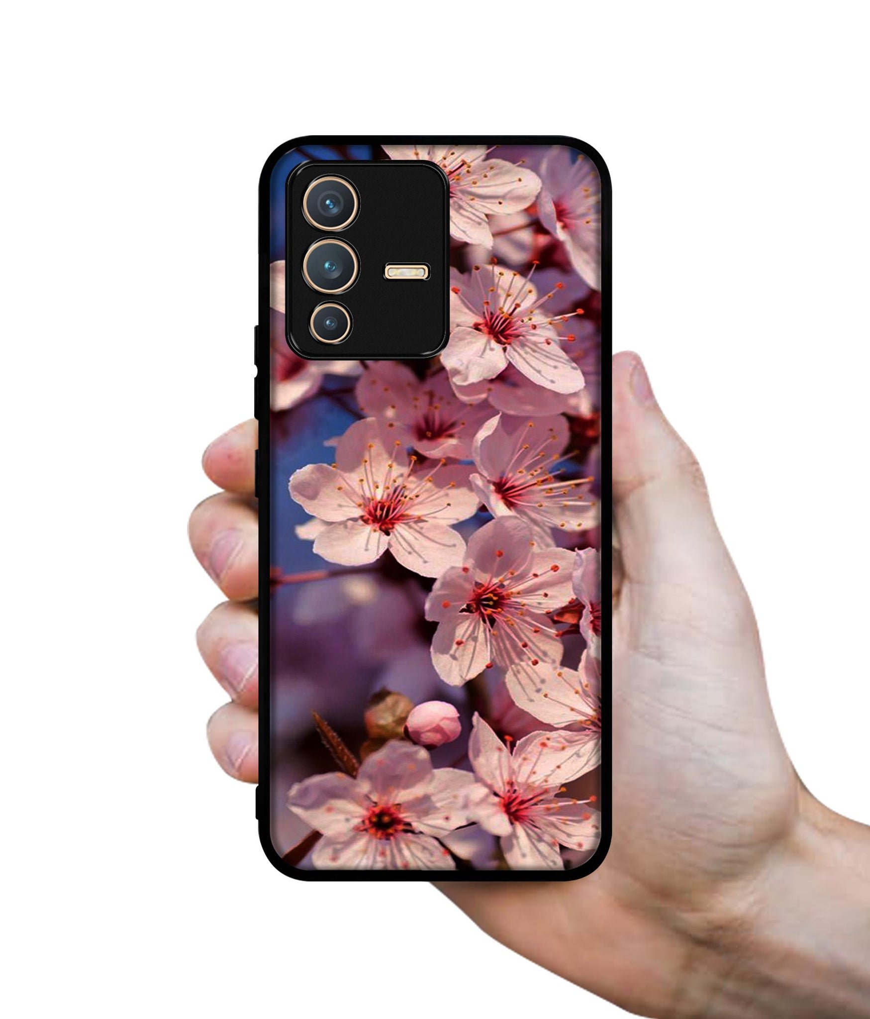 Pink Flowers Pattern Designer 2D Printed Back Case Cover for Vivo V23 5G