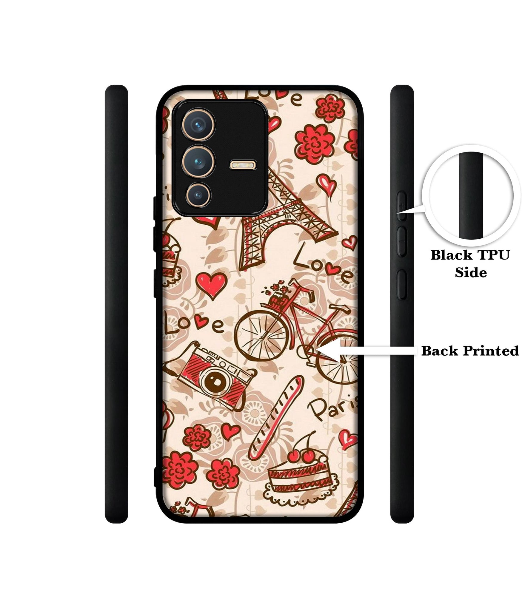 Vintage Paris Designer 2D Printed Back Case Cover for Vivo V23 5G