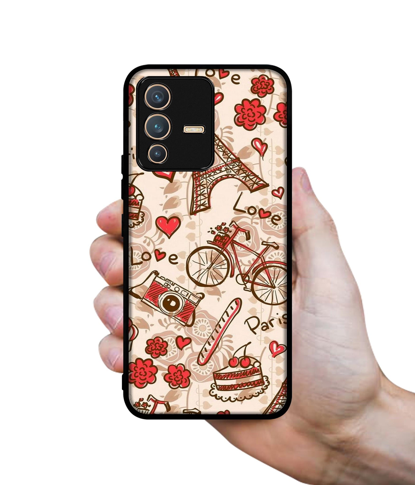 Vintage Paris Designer 2D Printed Back Case Cover for Vivo V23 5G