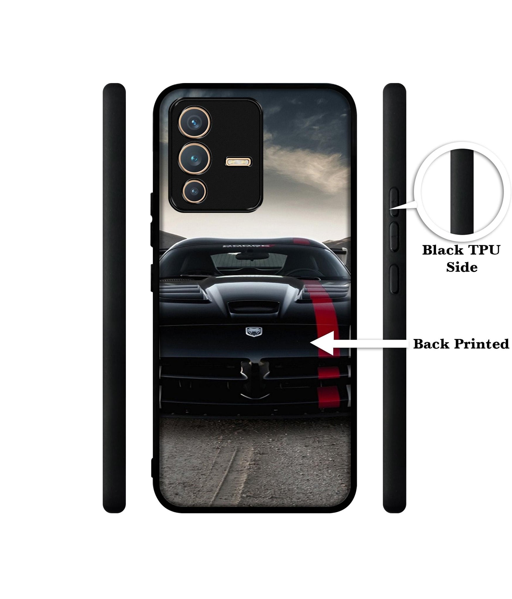 Sports Car Pattern Designer 2D Printed Back Case Cover for Vivo V23 5G