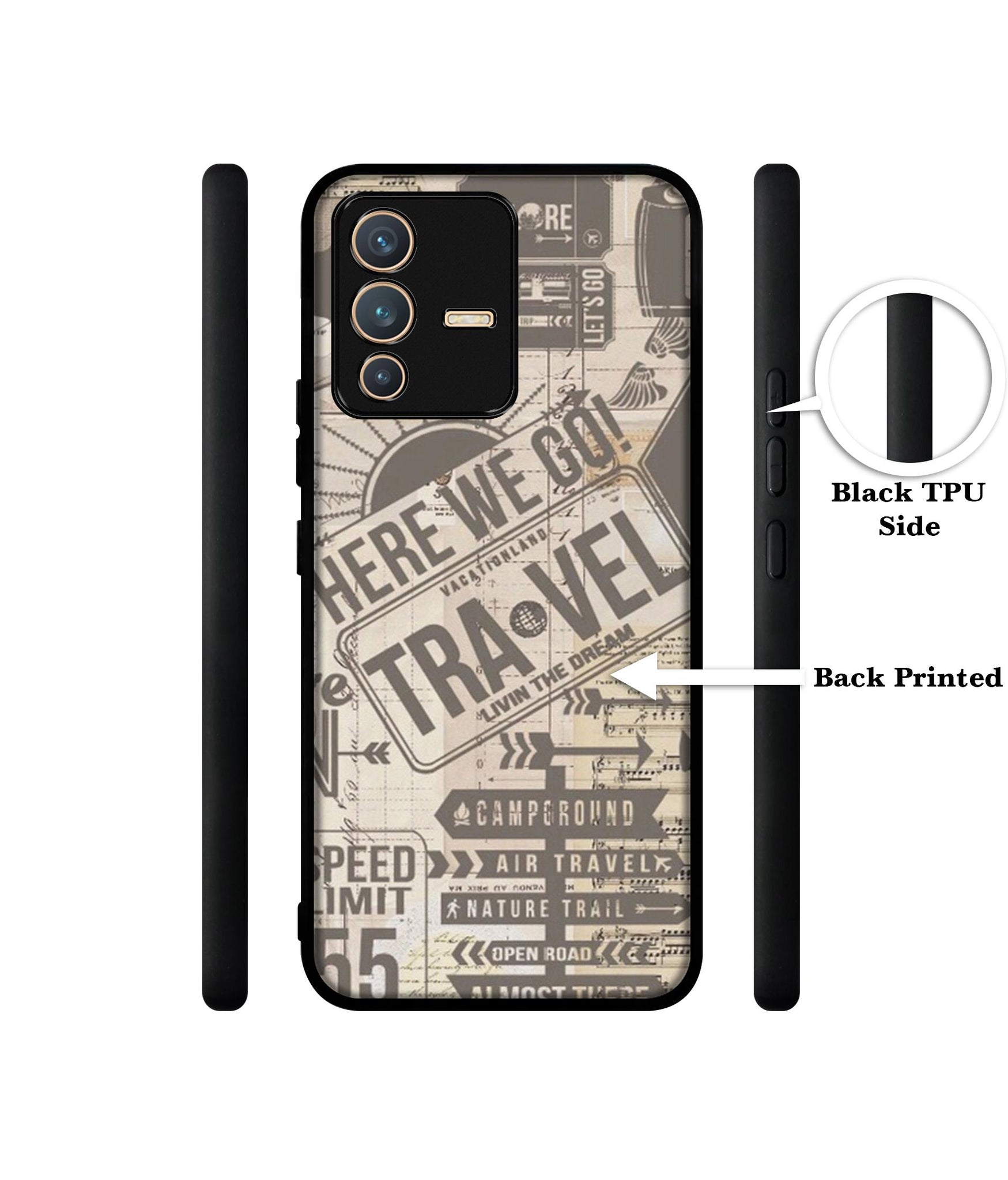 Travel Designer 2D Printed Back Case Cover for Vivo V23 5G