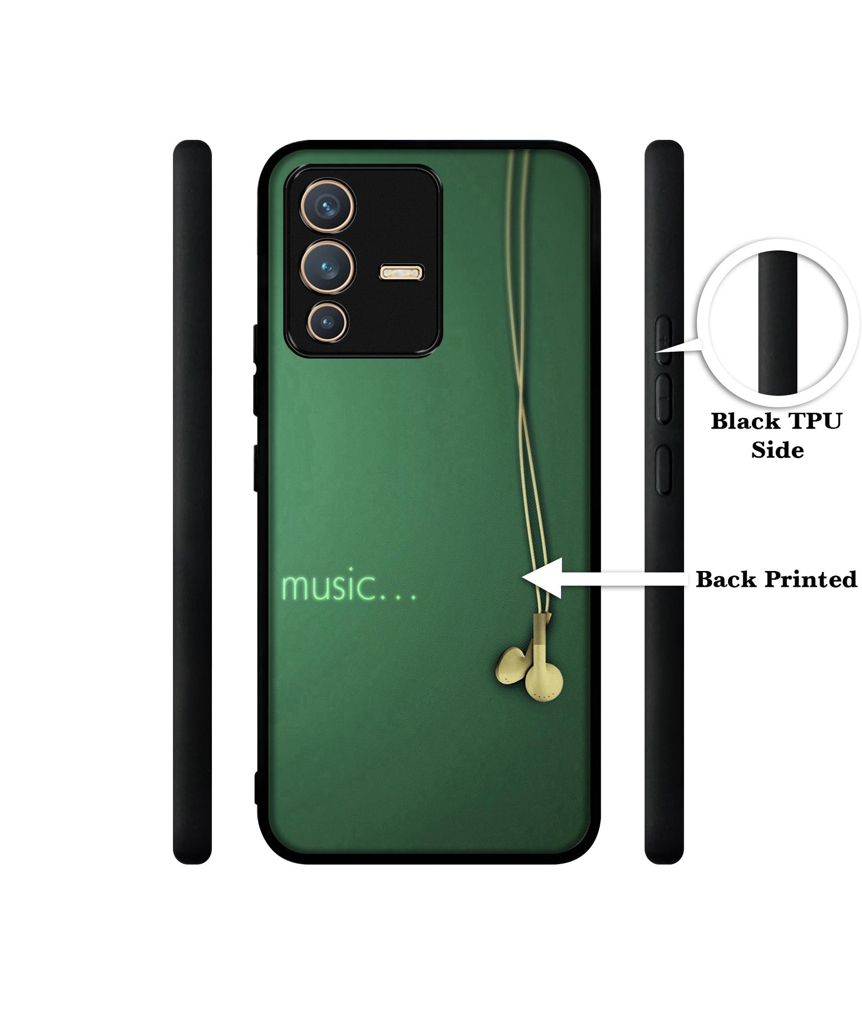 Headphone Music Designer 2D Printed Back Case Cover for Vivo V23 5G