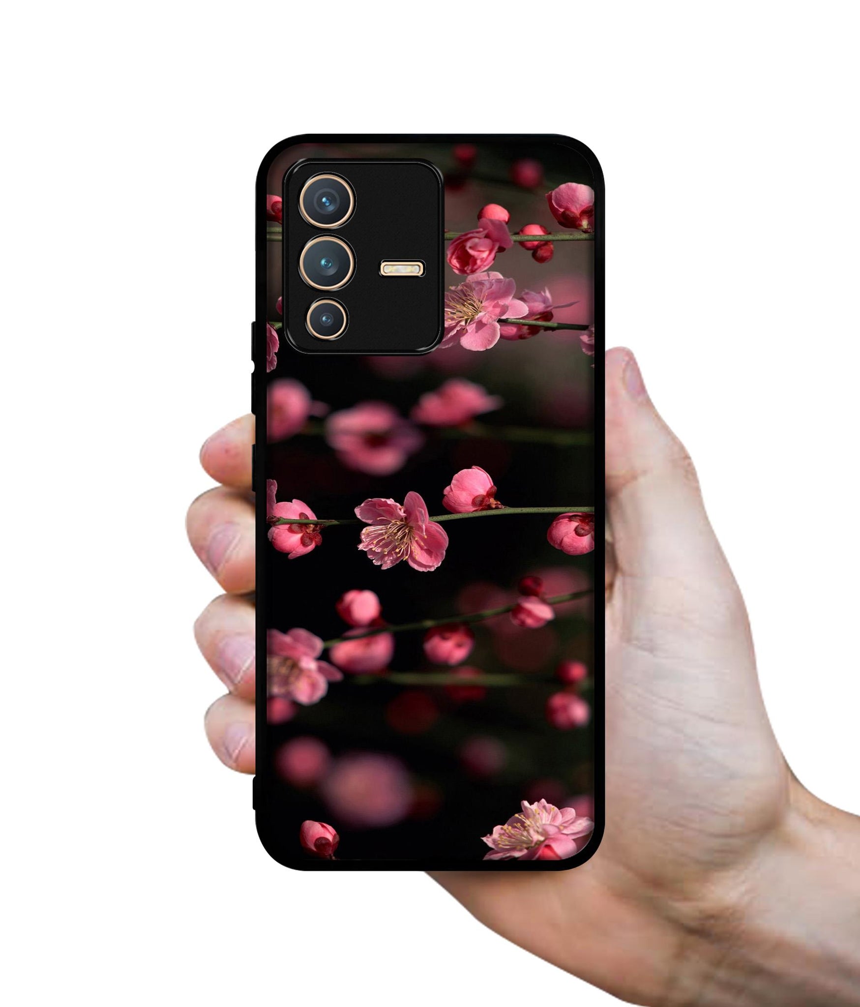 Pink Flowers Designer 2D Printed Back Case Cover for Vivo V23 5G