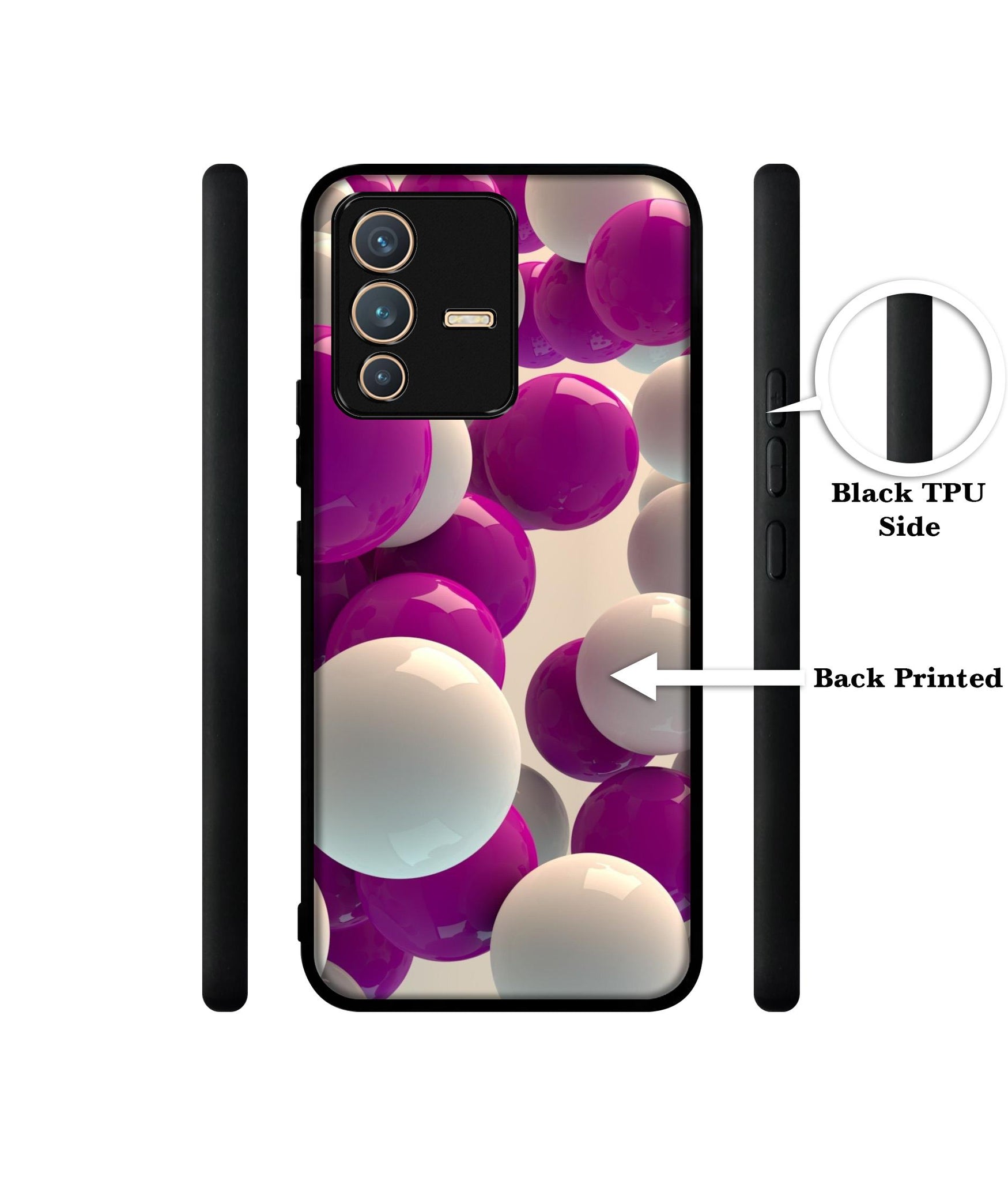 3D Balloons Designer 2D Printed Back Case Cover for Vivo V23 5G