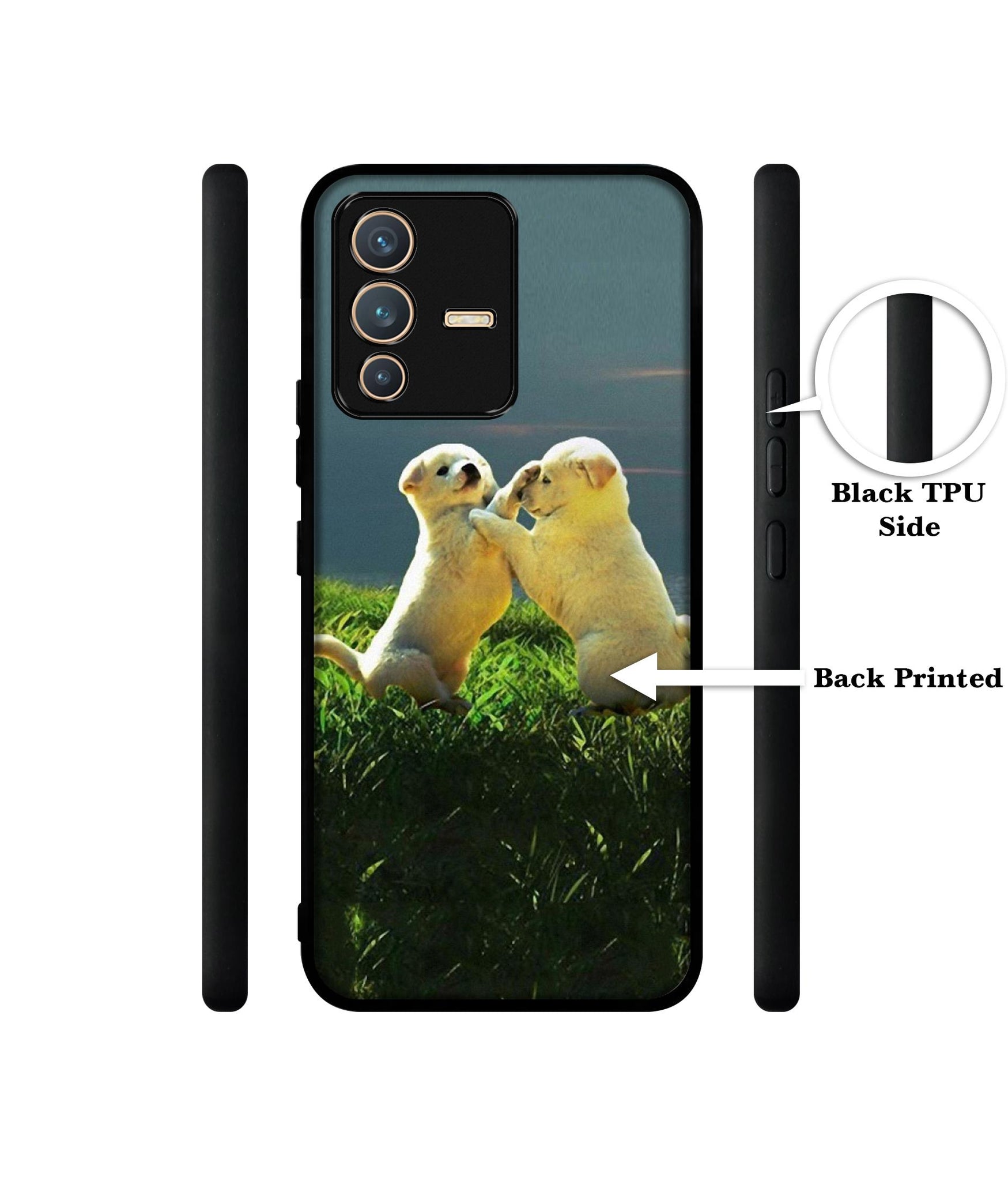 Puppy Couple Sunset Designer 2D Printed Back Case Cover for Vivo V23 5G