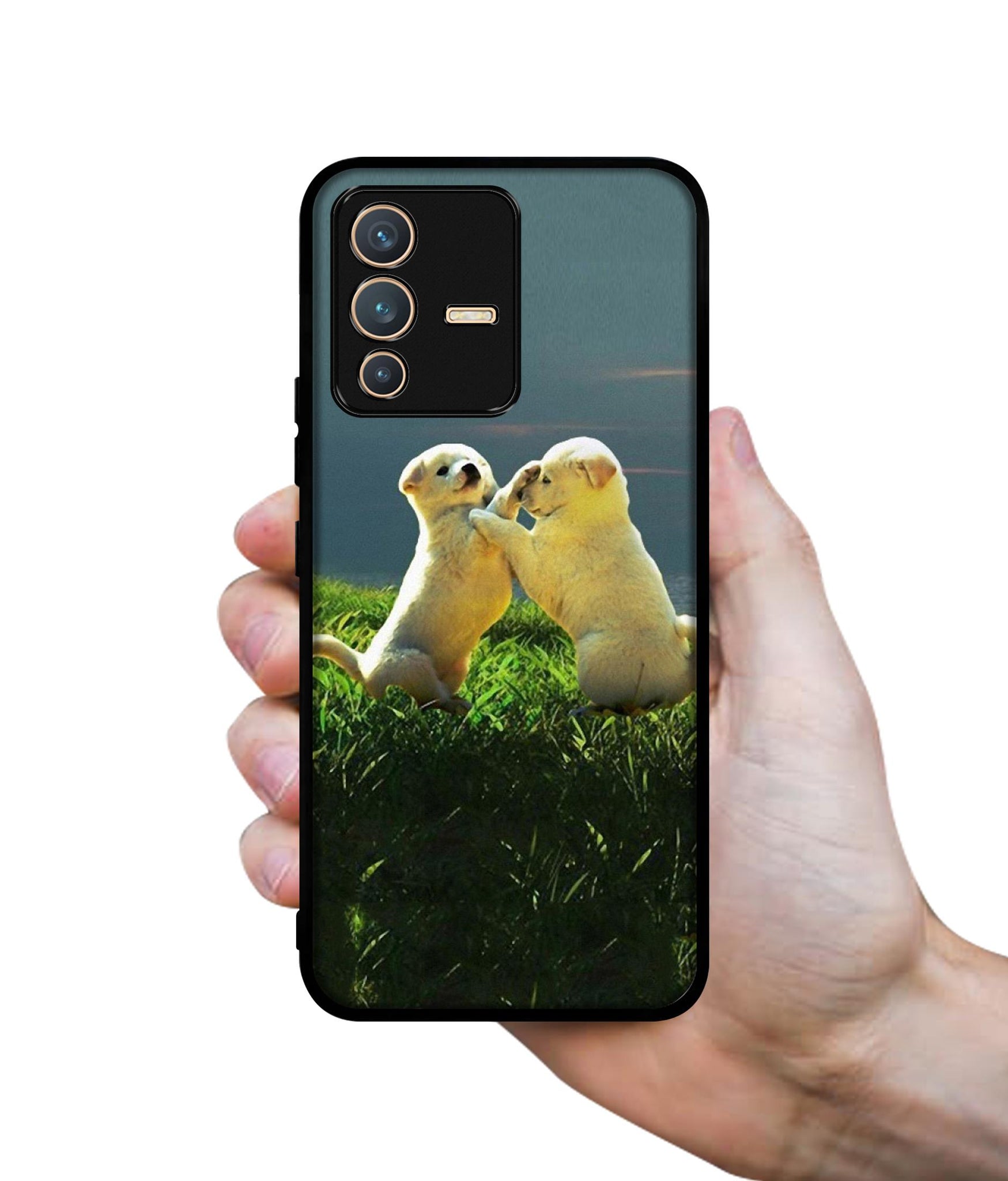 Puppy Couple Sunset Designer 2D Printed Back Case Cover for Vivo V23 5G
