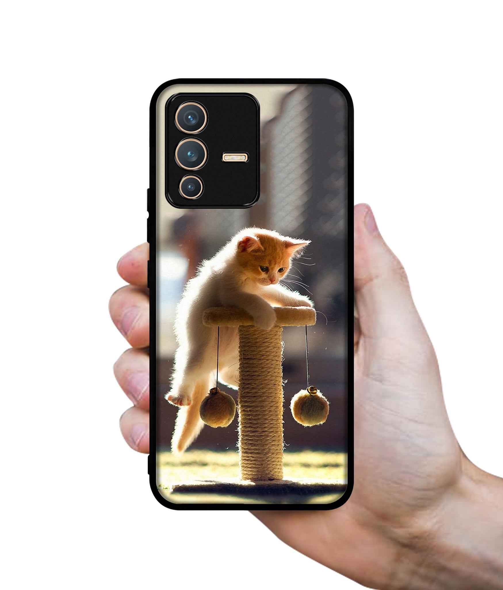 Cat Climbing Designer 2D Printed Back Case Cover for Vivo V23 5G