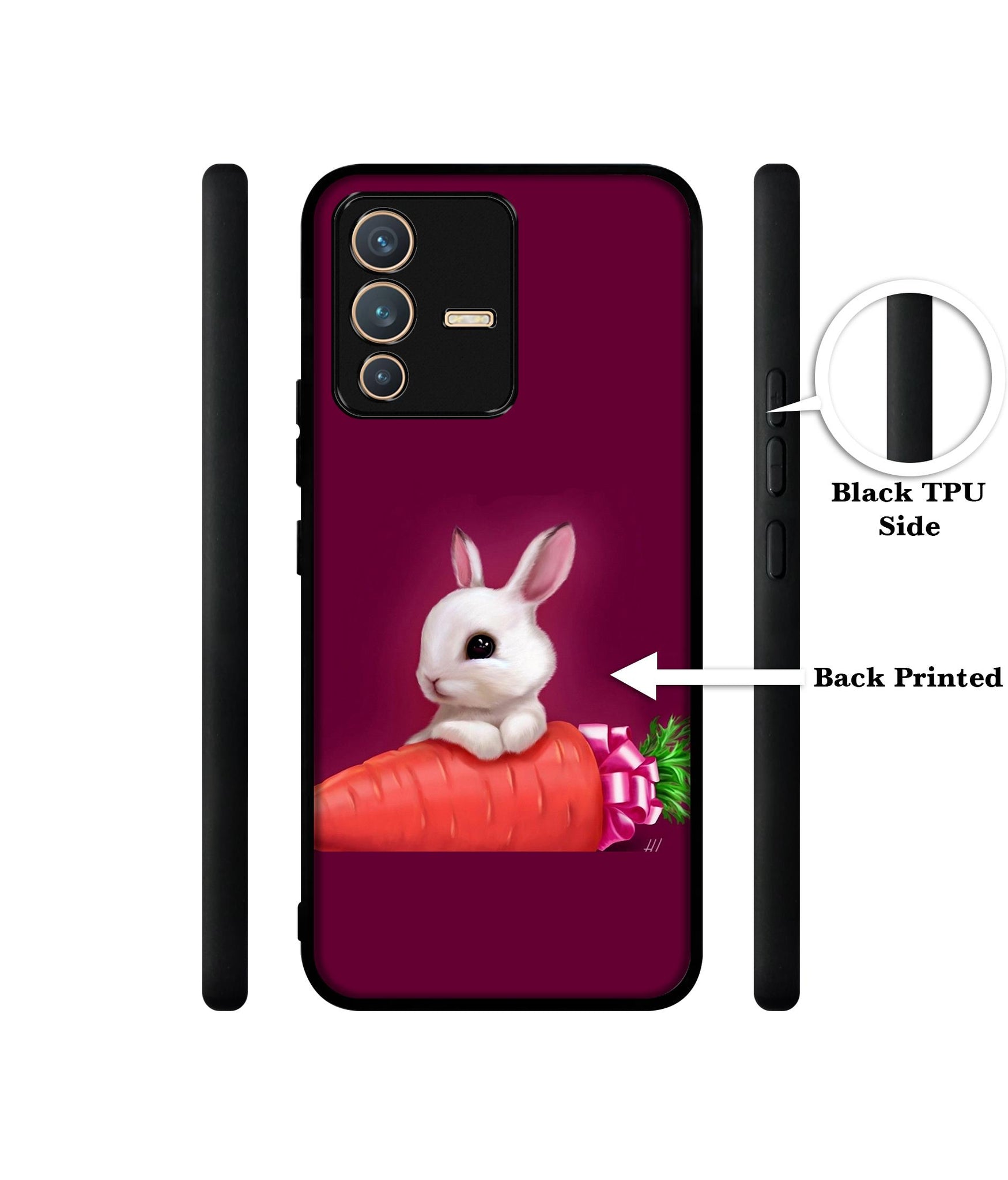 Bunny With Carrot Designer 2D Printed Back Case Cover for Vivo V23 5G
