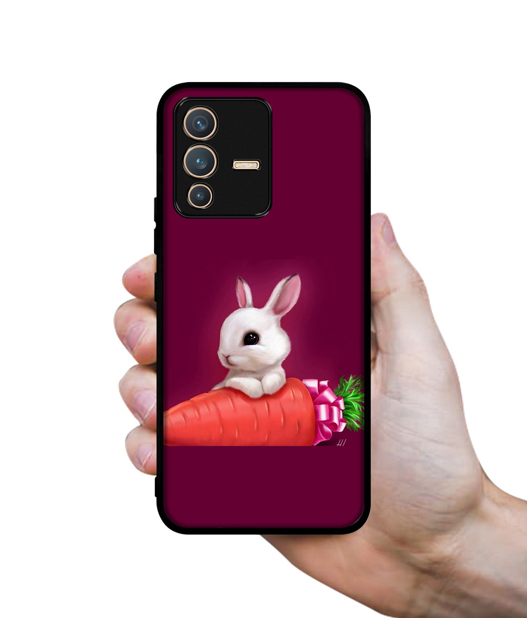 Bunny With Carrot Designer 2D Printed Back Case Cover for Vivo V23 5G