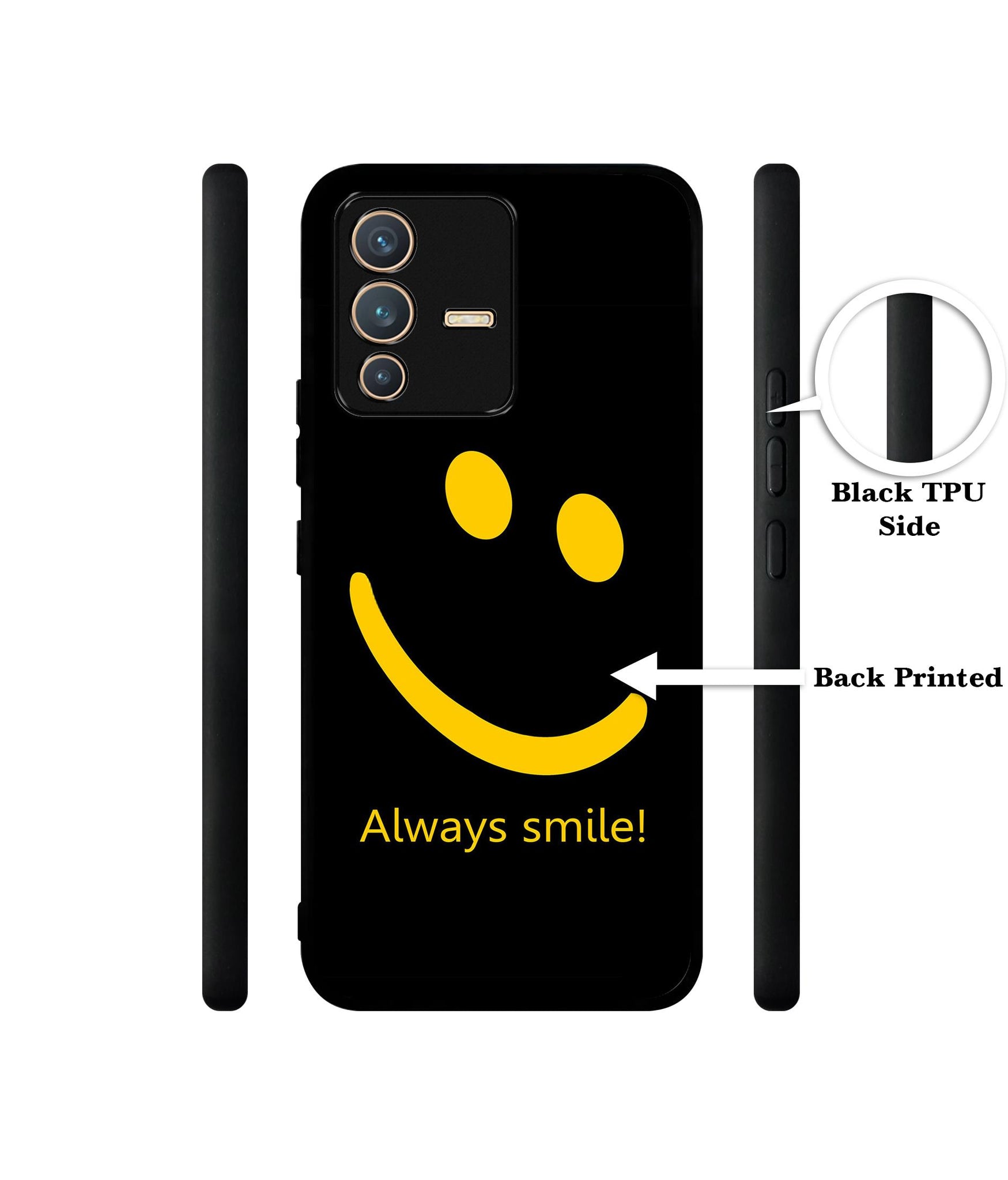 Always Smile Quote Designer 2D Printed Back Case Cover for Vivo V23 5G