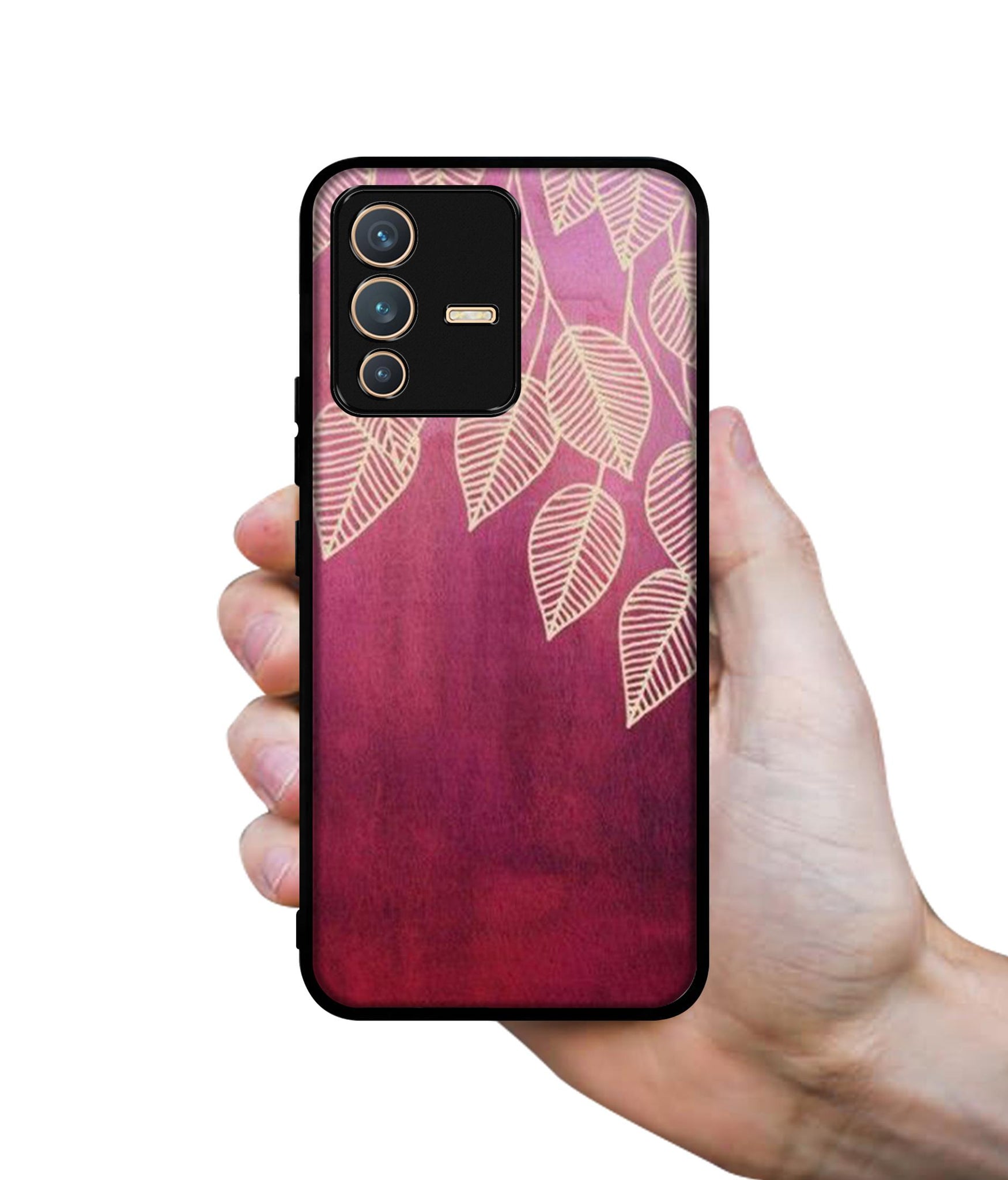 Leaf Pattern Designer 2D Printed Back Case Cover for Vivo V23 5G