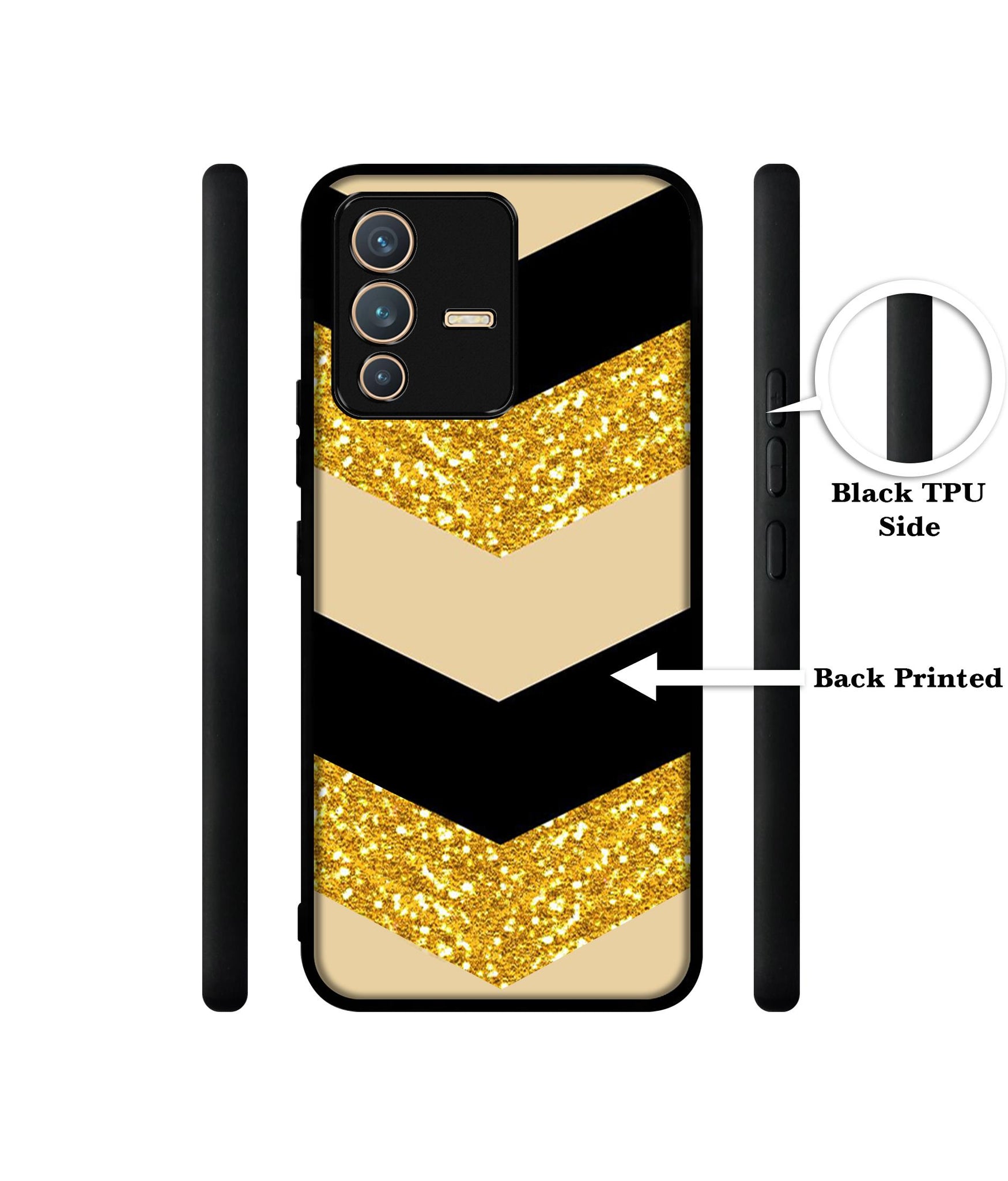 Black & Gold Designer 2D Printed Back Case Cover for Vivo V23 5G