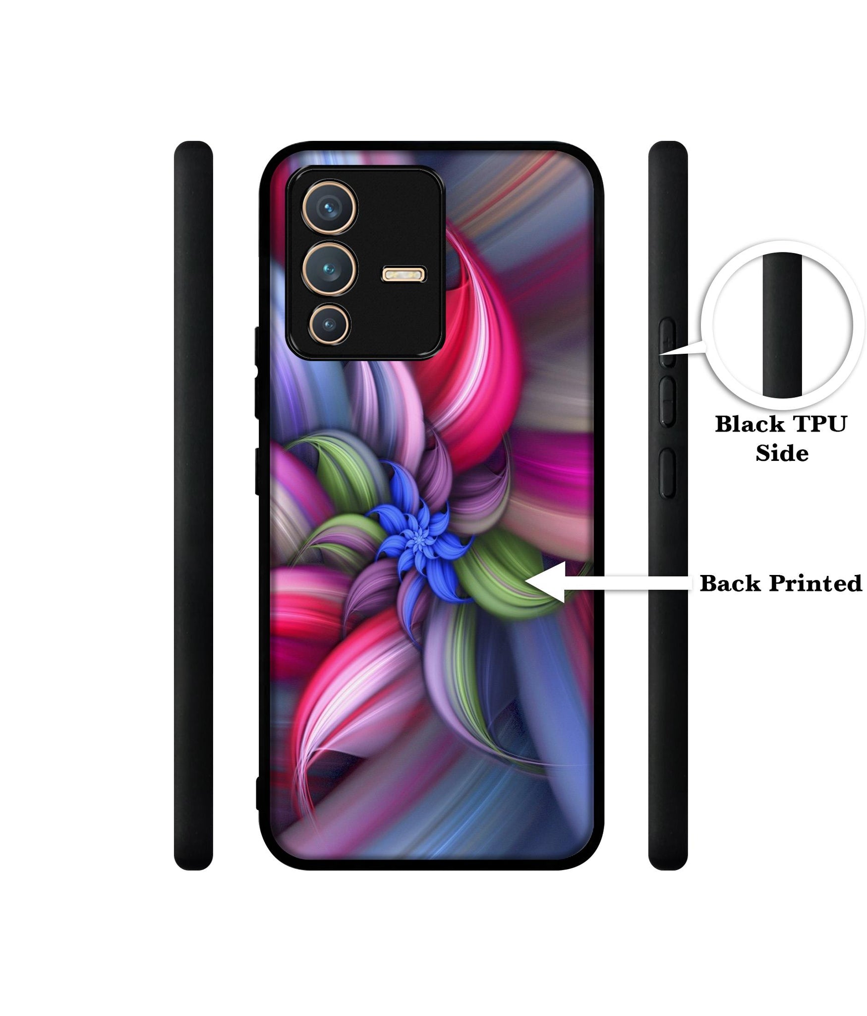 Colorful Flower Designer 2D Printed Back Case Cover for Vivo V23 5G