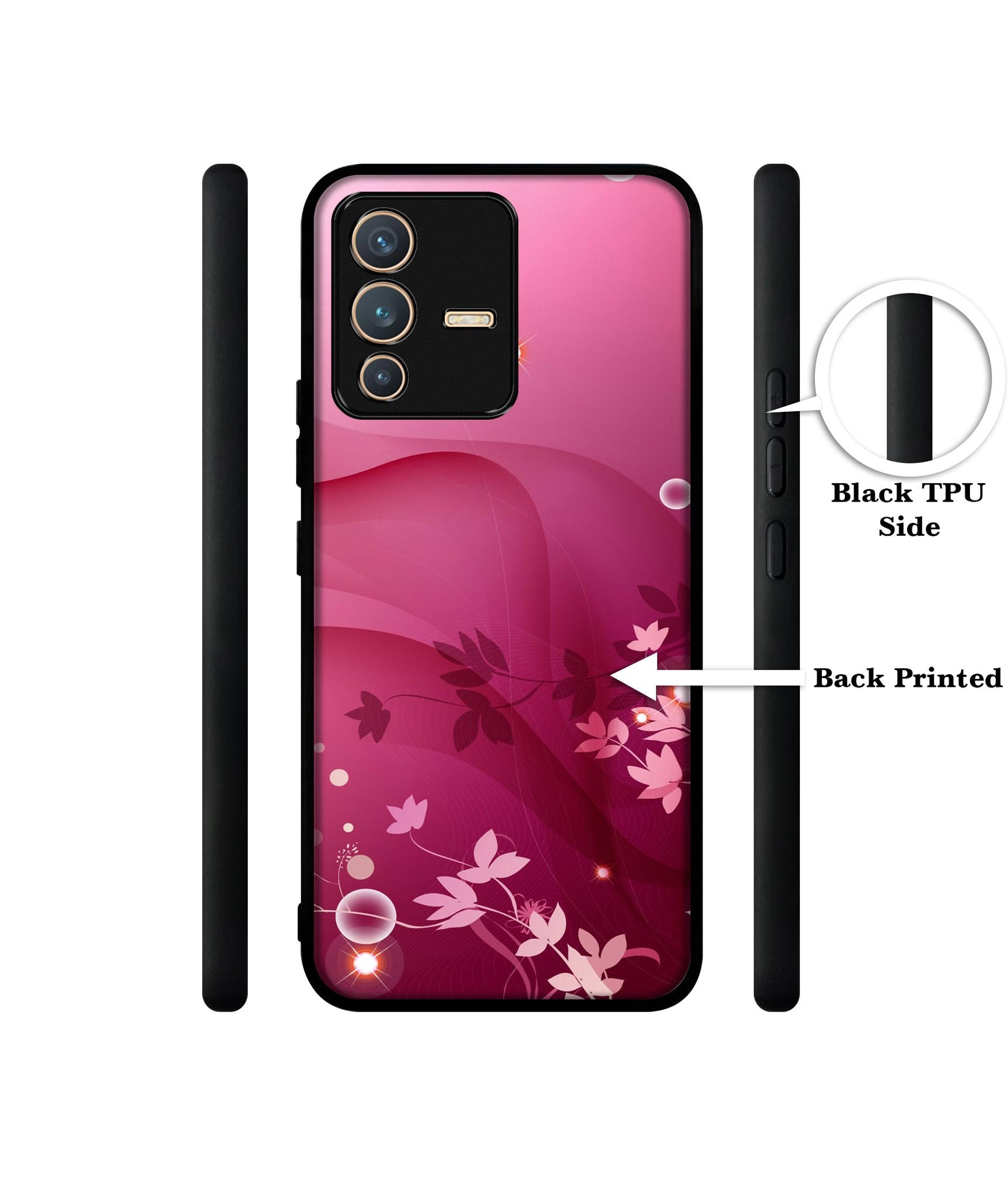 Pink Abstract Designer 2D Printed Back Case Cover for Vivo V23 5G