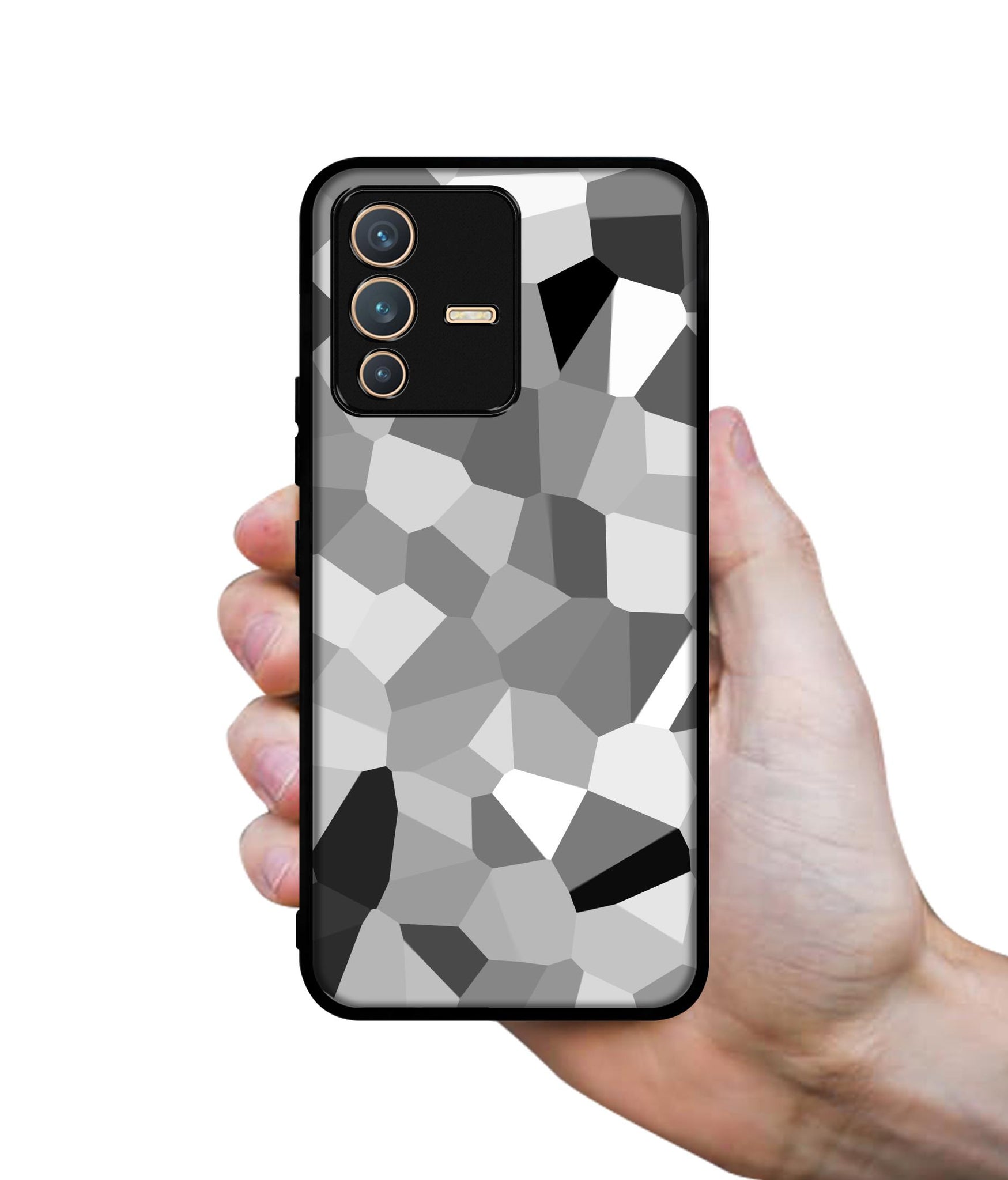 Black & White Mathematical Shape Designer 2D Printed Back Case Cover for Vivo V23 5G
