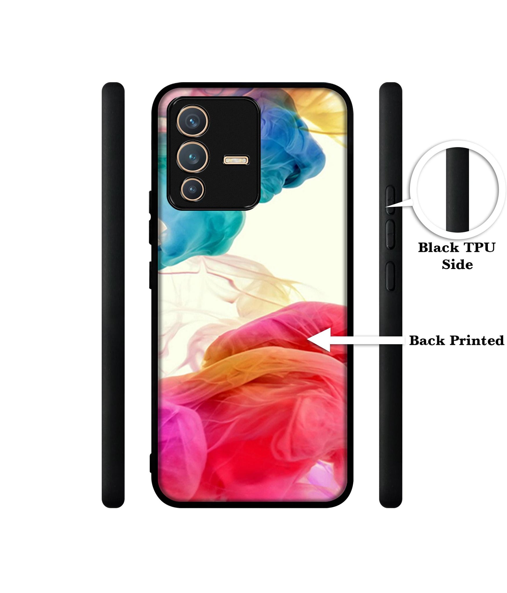 Colored Smoke Designer 2D Printed Back Case Cover for Vivo V23 5G