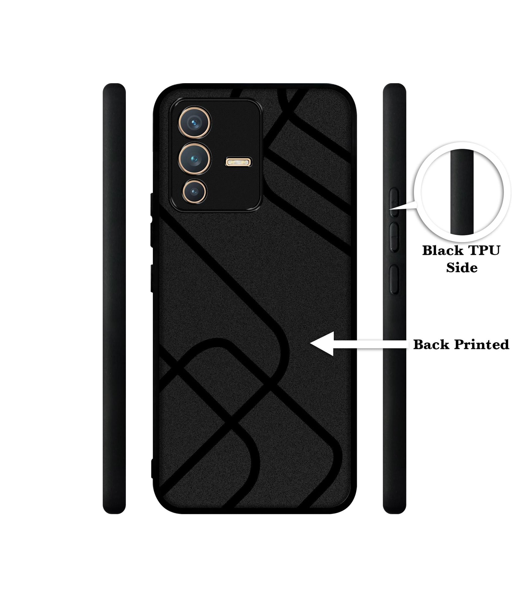 Zig-Zag Black Line Designer 2D Printed Back Case Cover for Vivo V23 5G