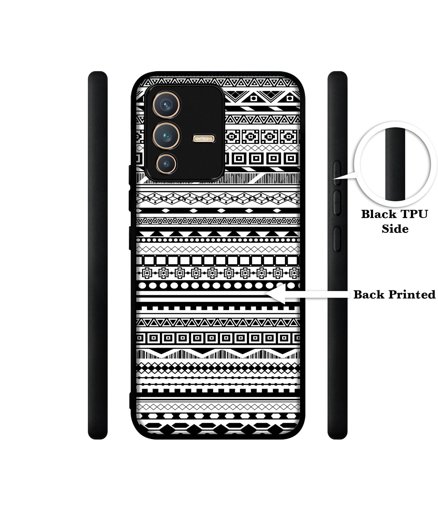 Black & White Patterns Designer 2D Printed Back Case Cover for Vivo V23 5G