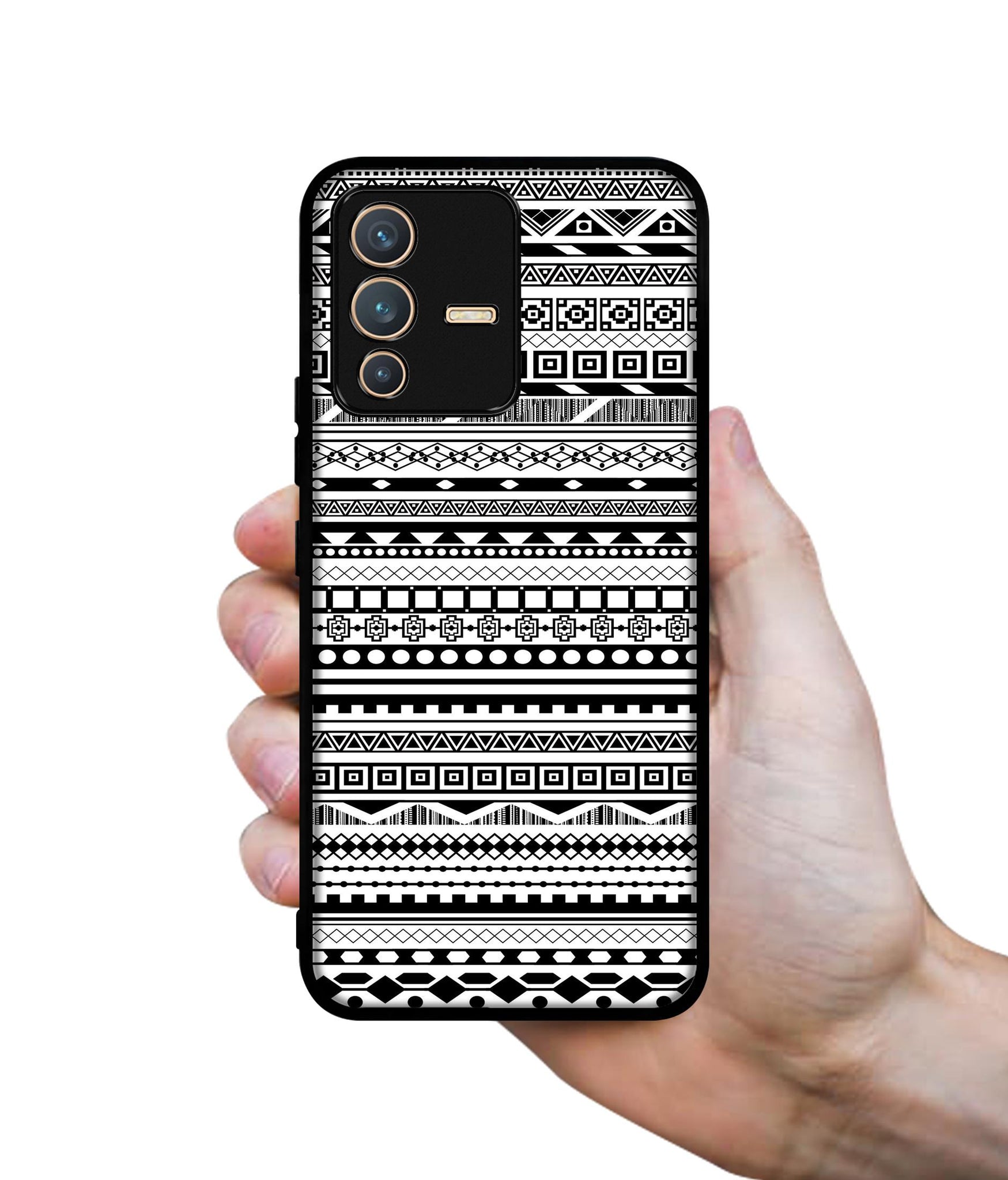 Black & White Patterns Designer 2D Printed Back Case Cover for Vivo V23 5G