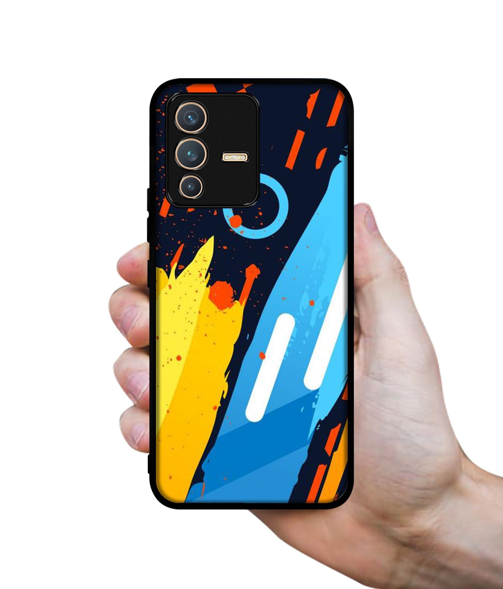 Abstract Stripes Geometric Figures Designer 2D Printed Back Case Cover for Vivo V23 5G