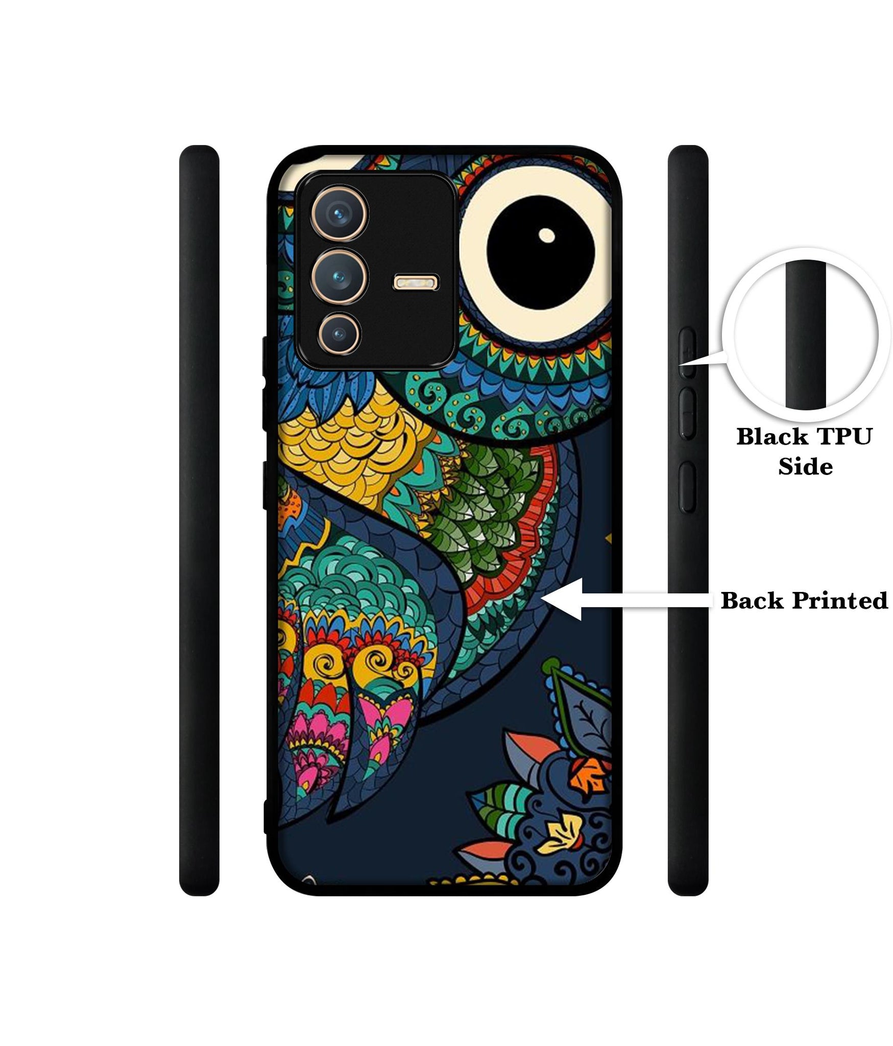 Owl Illustration Designer 2D Printed Back Case Cover for Vivo V23 5G