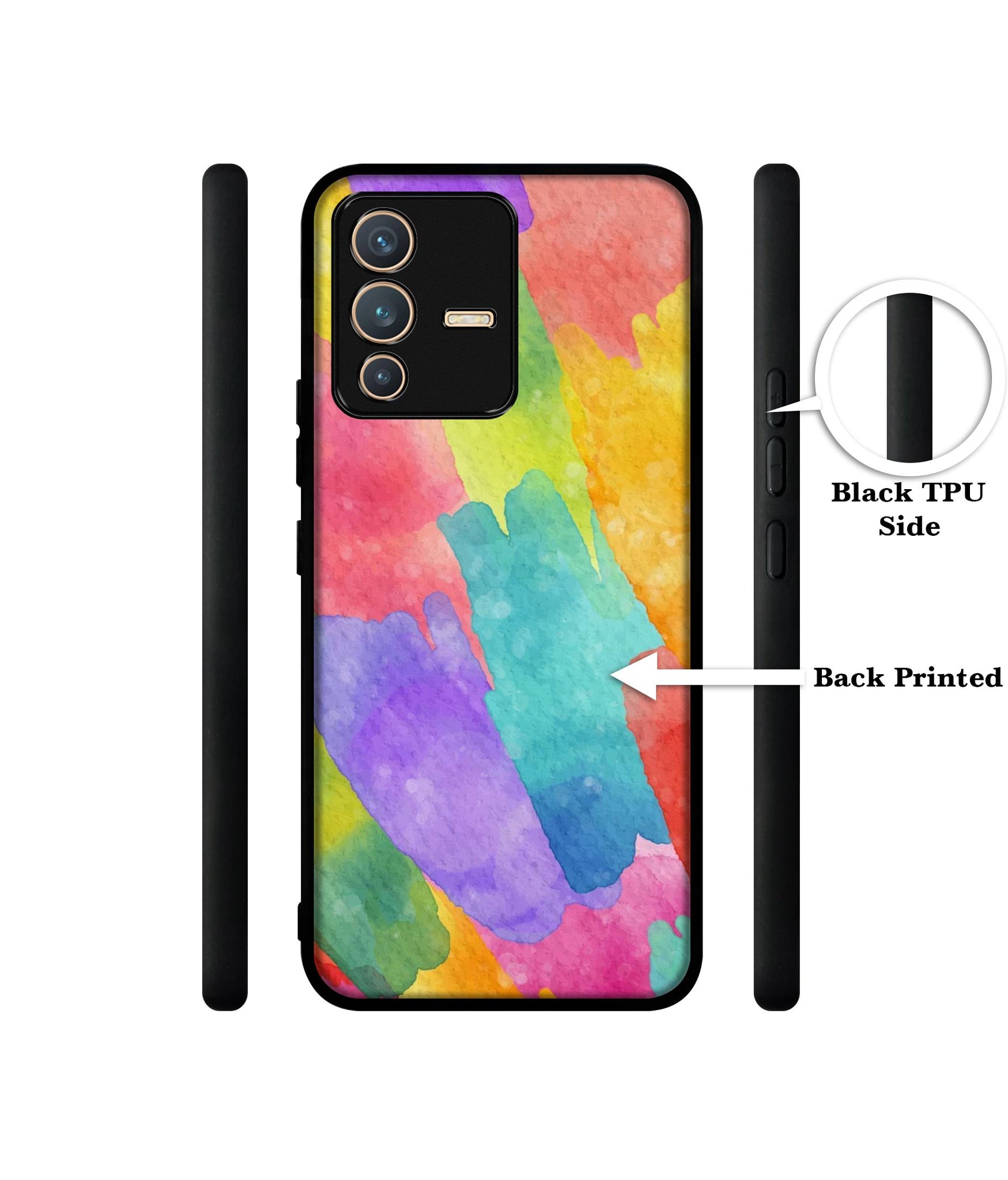 Water Paint Colorful Abstract Designer 2D Printed Back Case Cover for Vivo V23 5G